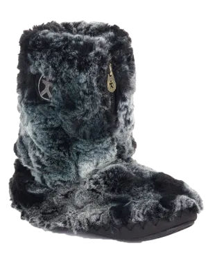 Cole Luxus-Fake-Fell-Pantoffelstiefel in Schwarz Wolf