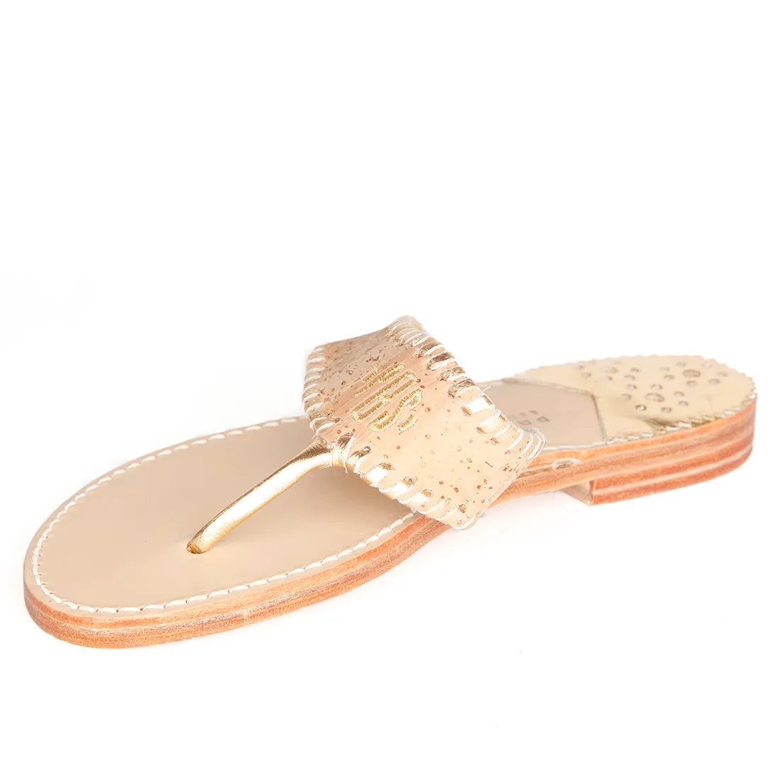 Maßgeschneiderte bestickte Aubrey Monogramm Kork / Gold