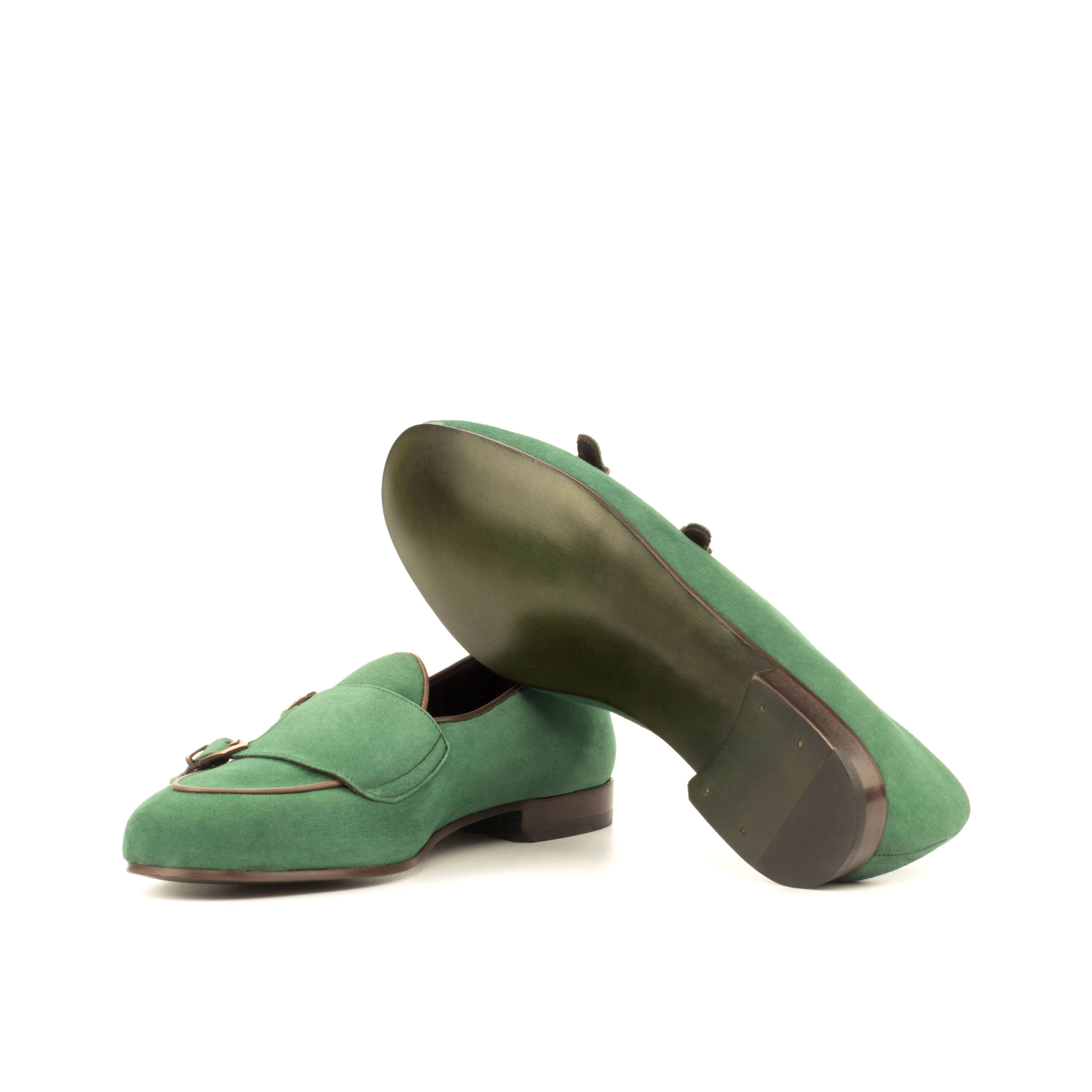 Dapperfam Schuhe DapperFam Rialto in Wald / Dunkelbraun Herren Wildleder & Italienisches Leder Mönchsschlappen
