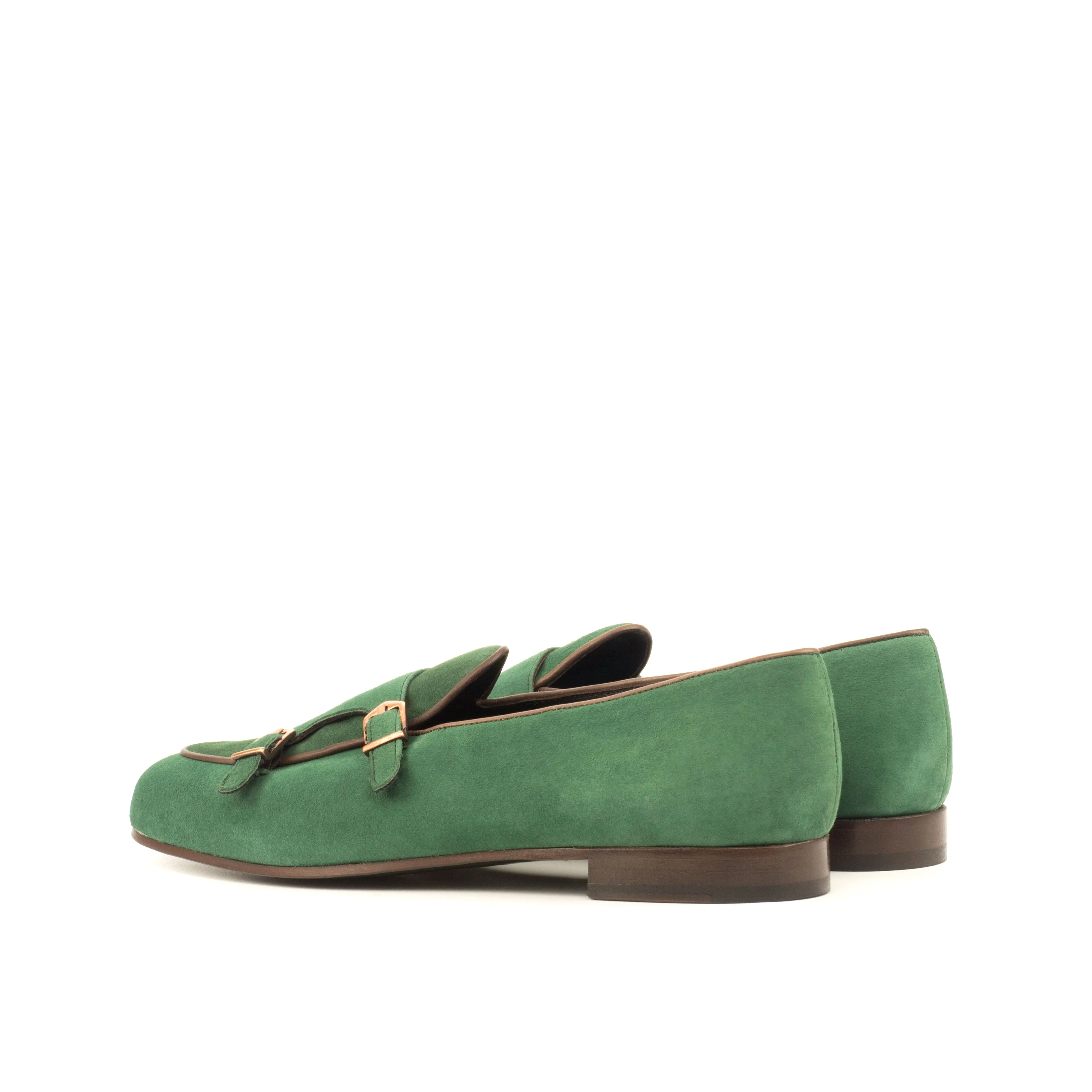 Dapperfam Schuhe DapperFam Rialto in Wald / Dunkelbraun Herren Wildleder & Italienisches Leder Mönchsschlappen