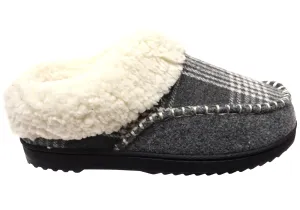 Dearfoams Damen Bequeme Nyla Filz & Karo Moc Zehen Clog Hausschuhe Dearfoams Schuhe