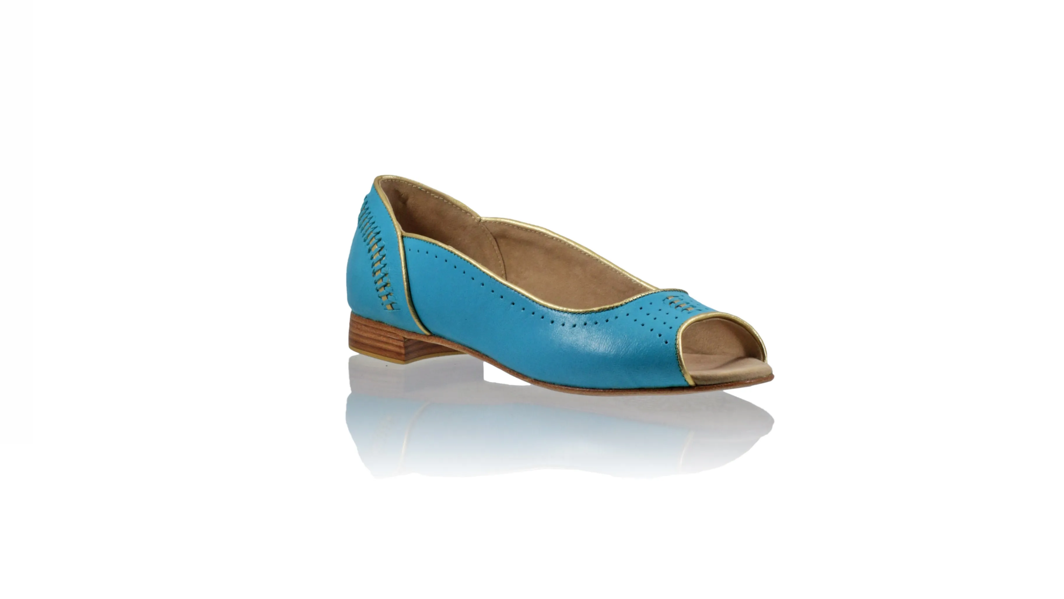 Donna 20mm Peeptoe Ballettschuhe - Türkis & Gold
