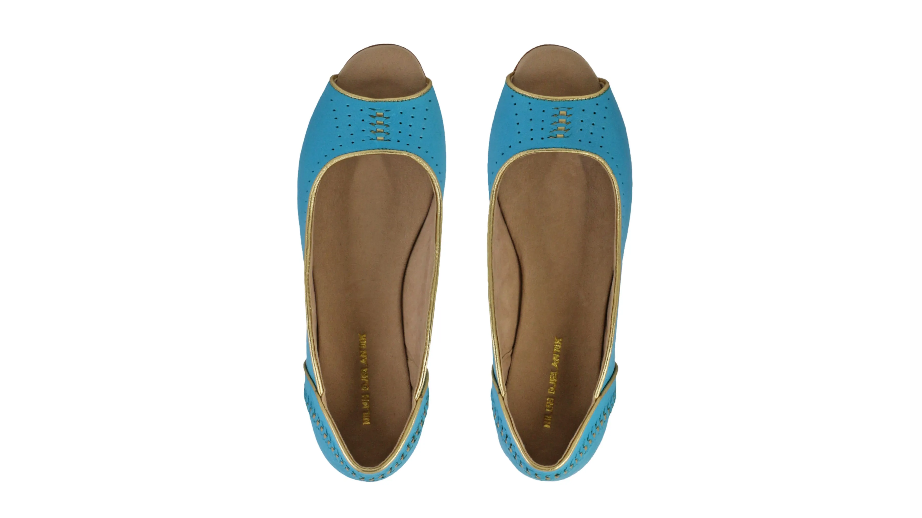 Donna 20mm Peeptoe Ballettschuhe - Türkis & Gold