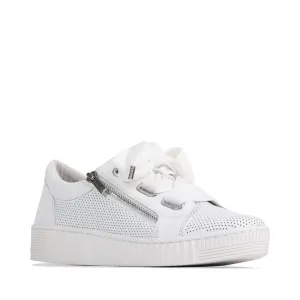 EOS Damen Jovi Luxe Perf Leder-Schnürsneaker in Weiß