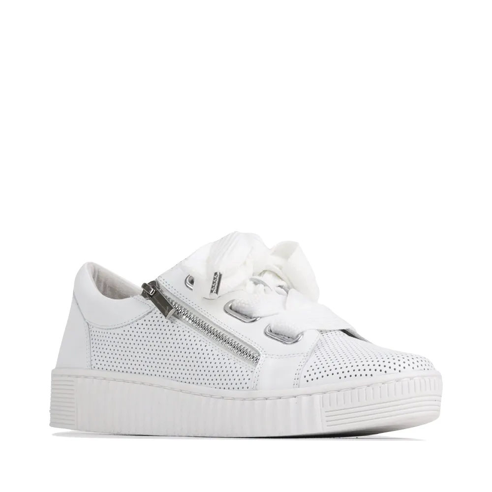 EOS Damen Jovi Luxe Perf Leder-Schnürsneaker in Weiß