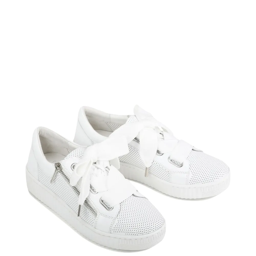 EOS Damen Jovi Luxe Perf Leder-Schnürsneaker in Weiß