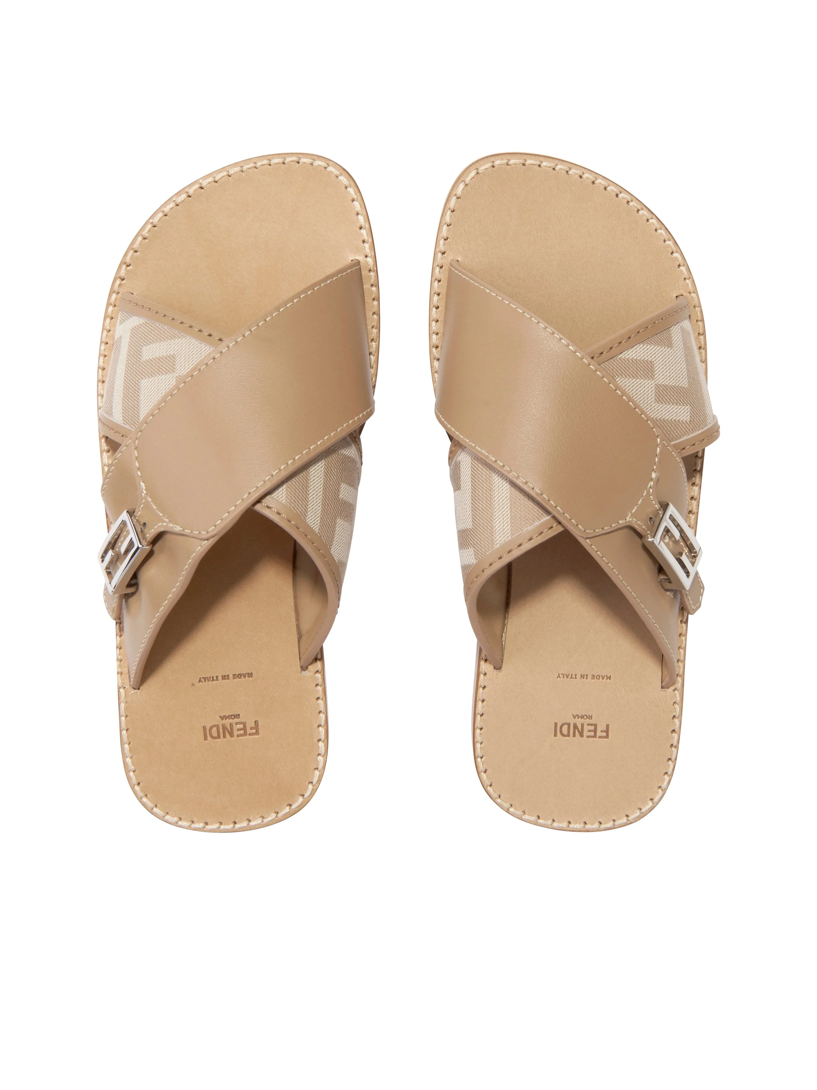 Fendi Girls Leder FF Logo Sandalen in Beige