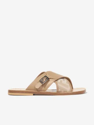 Fendi Girls Leder FF Logo Sandalen in Beige
