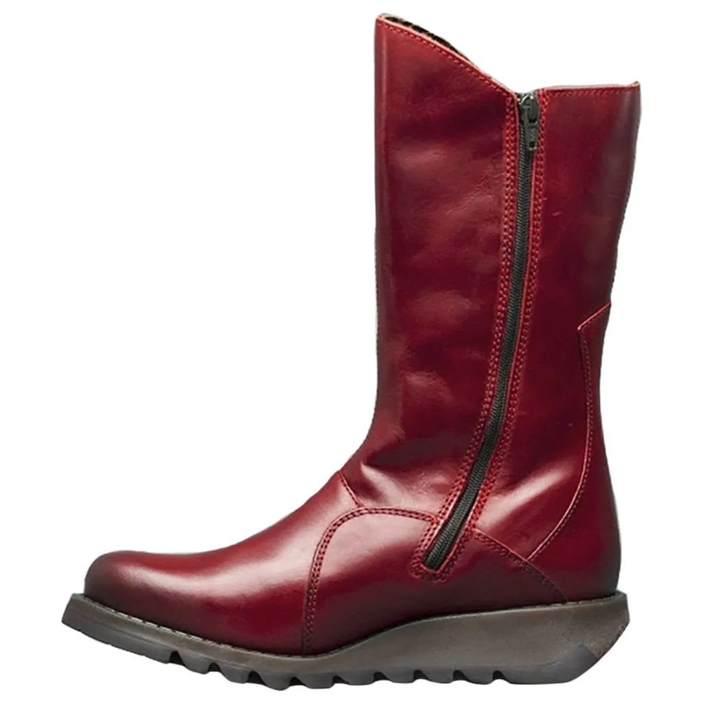 Fly London MES 2 Leder Stiefeletten für Damen mit Reißverschluss bis zur Mitte der Wade
