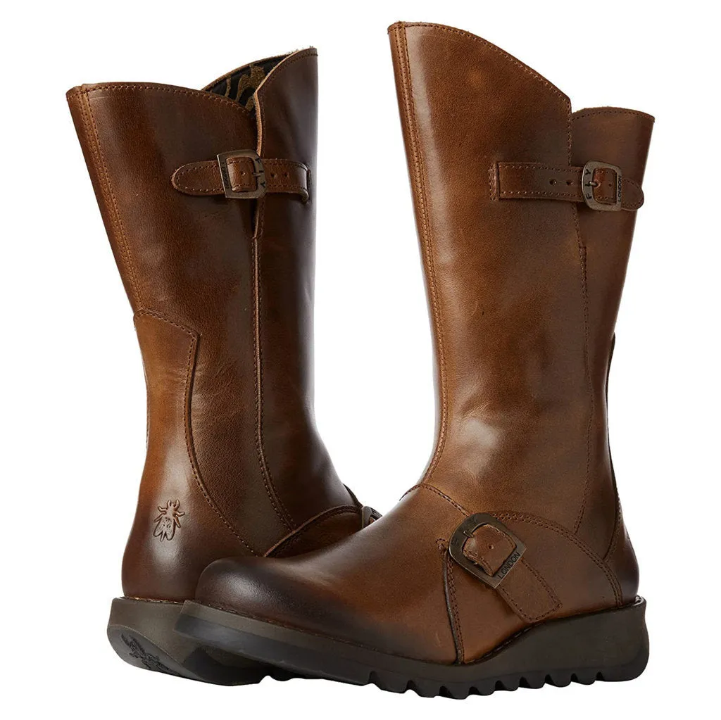 Fly London MES 2 Leder Stiefeletten für Damen mit Reißverschluss bis zur Mitte der Wade