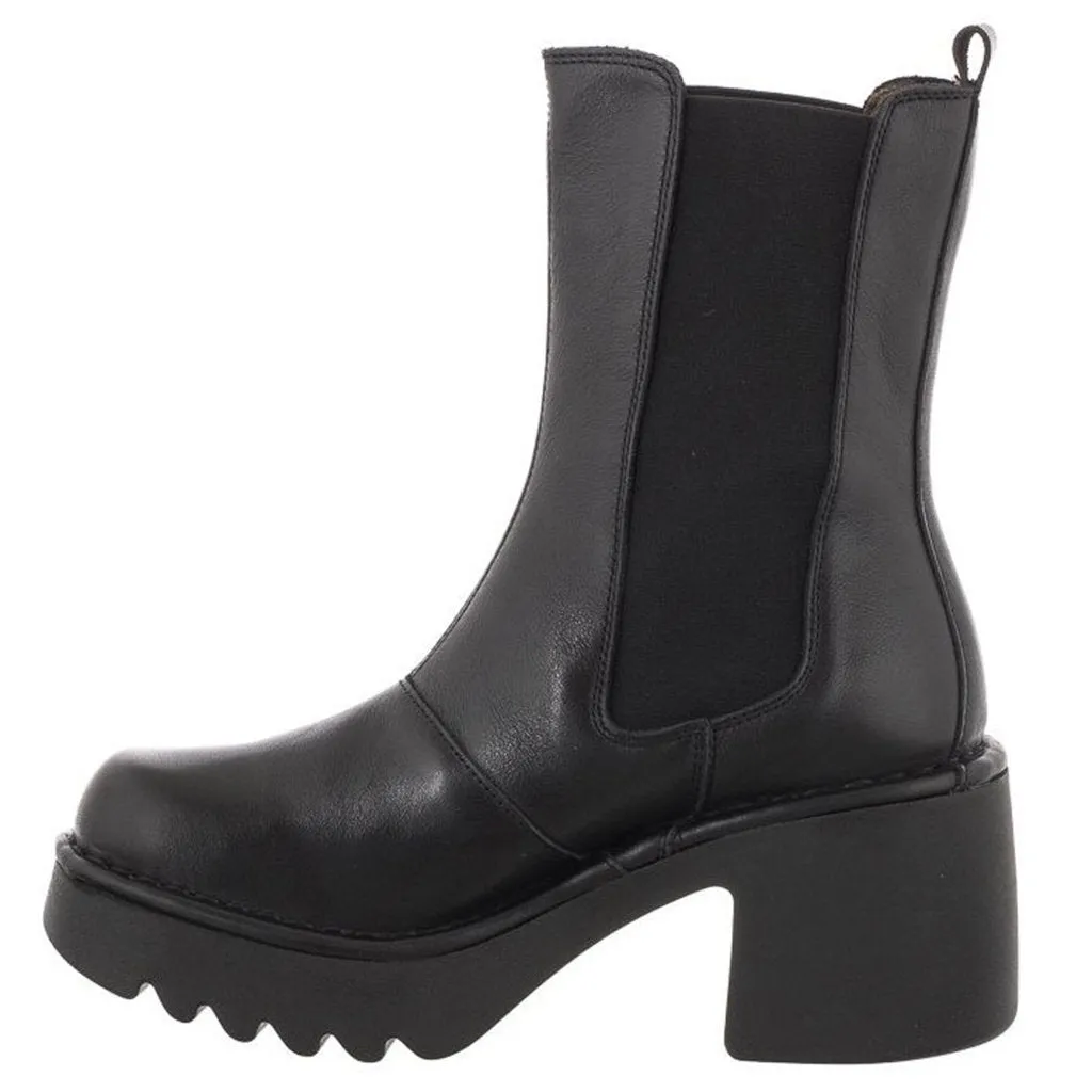 Fly London Moya251Fly Leder Chelsea-Stiefel mit Blockabsatz für Damen