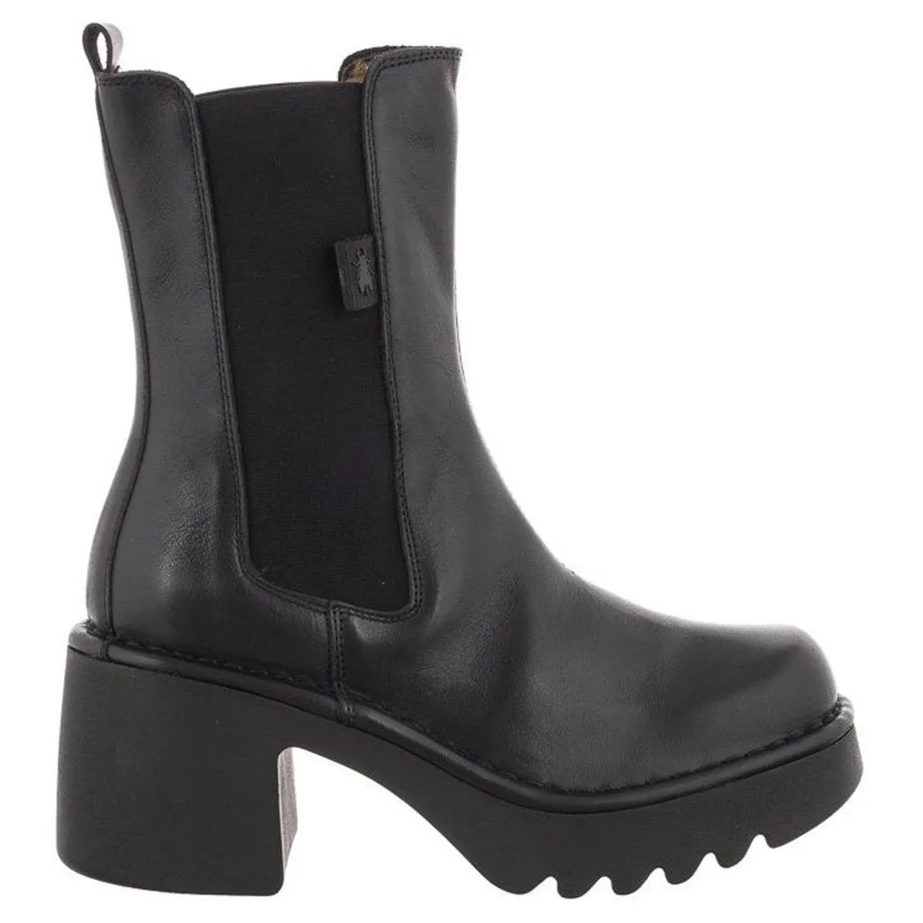 Fly London Moya251Fly Leder Chelsea-Stiefel mit Blockabsatz für Damen