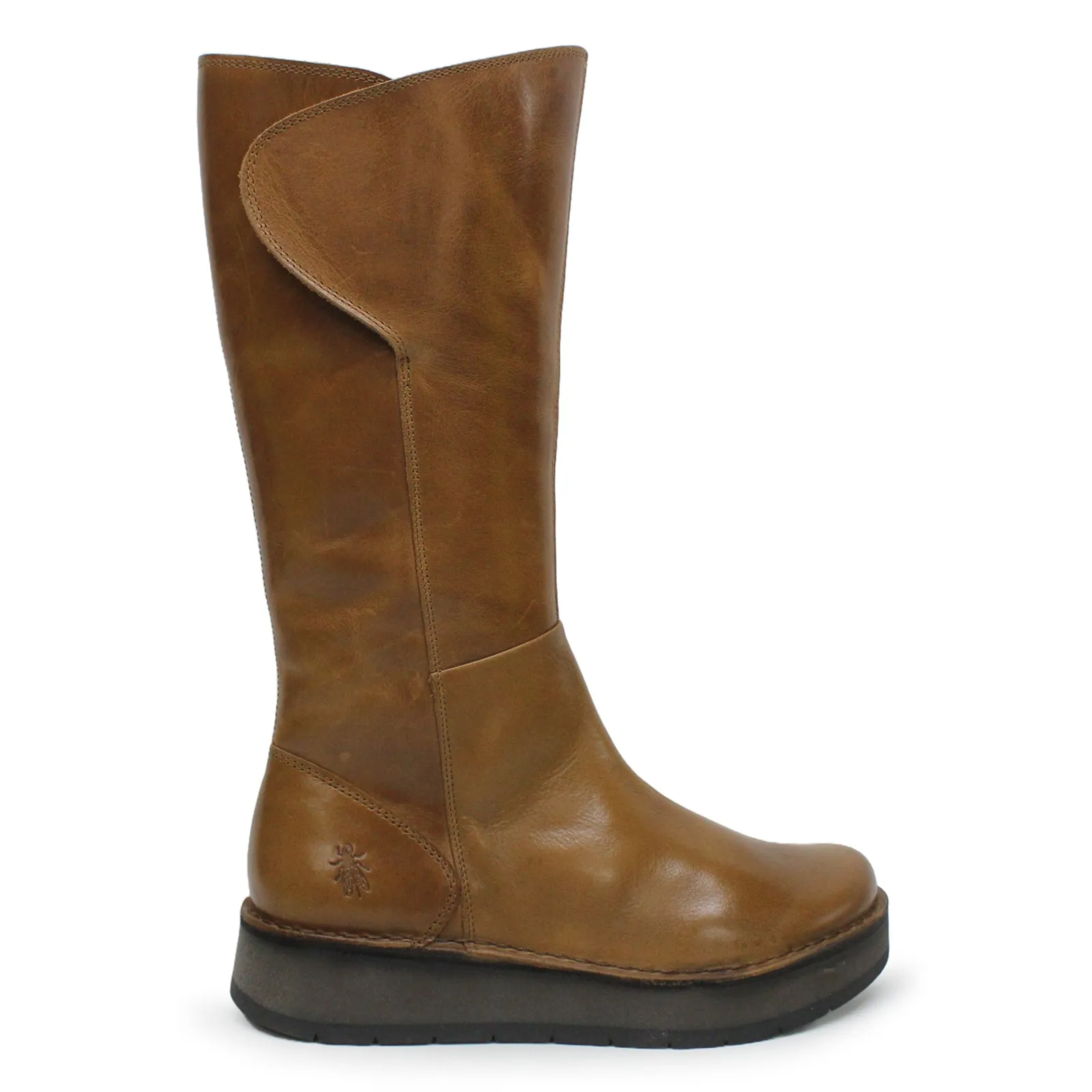 Fly London Rhea042Fly Rug Leder Damen Stiefel mit Reißverschluss bis zur Mitte der Wade