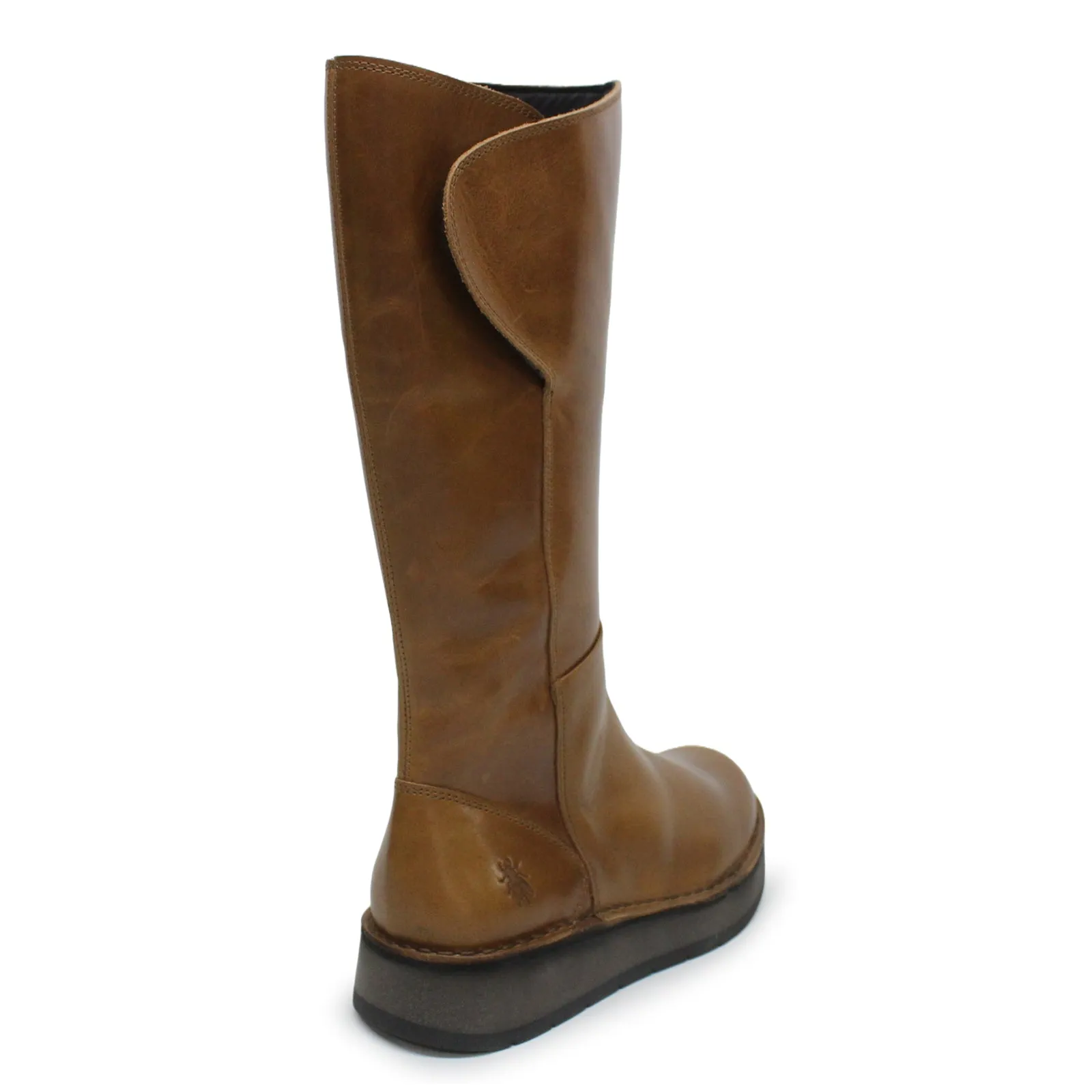 Fly London Rhea042Fly Rug Leder Damen Stiefel mit Reißverschluss bis zur Mitte der Wade