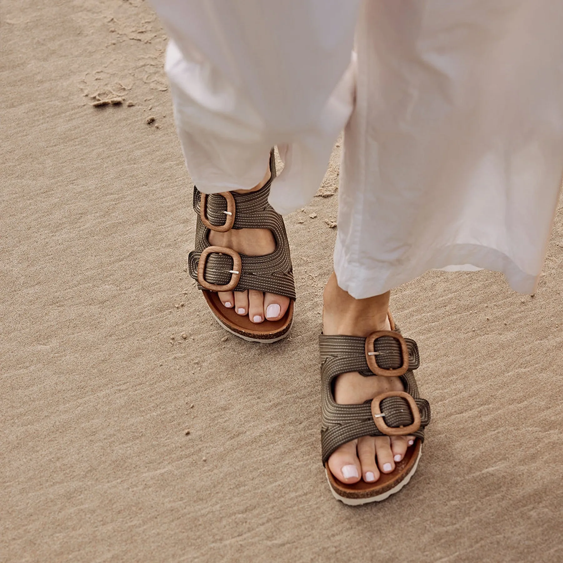 GIANA LEDER-SLIDES SANDALEN