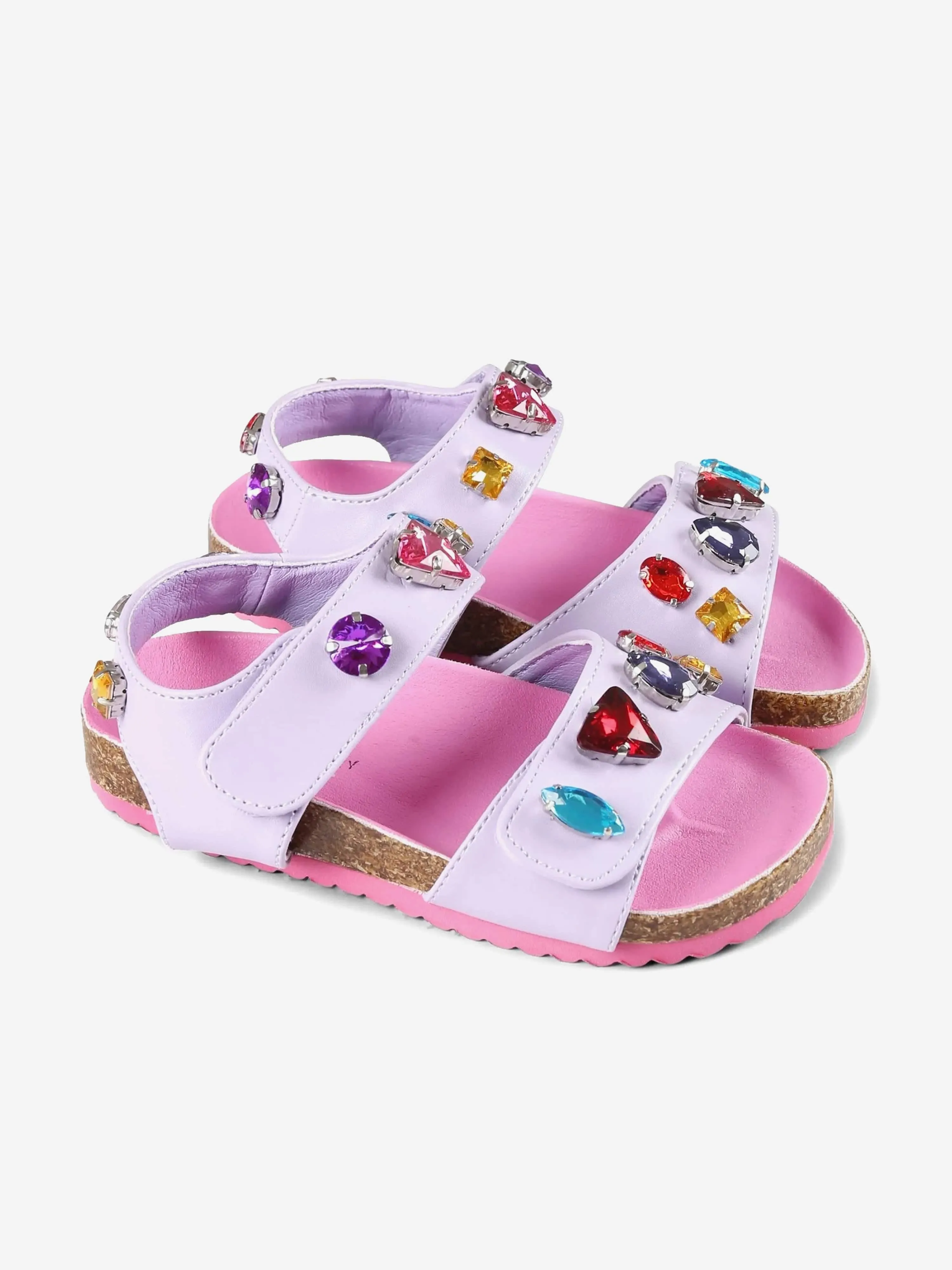 Mädchen Sandalen mit Schmucksteinen in Lila
