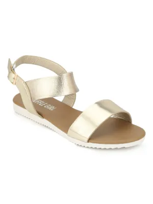 Goldene Riemchen-Sandalen mit Klettverschluss