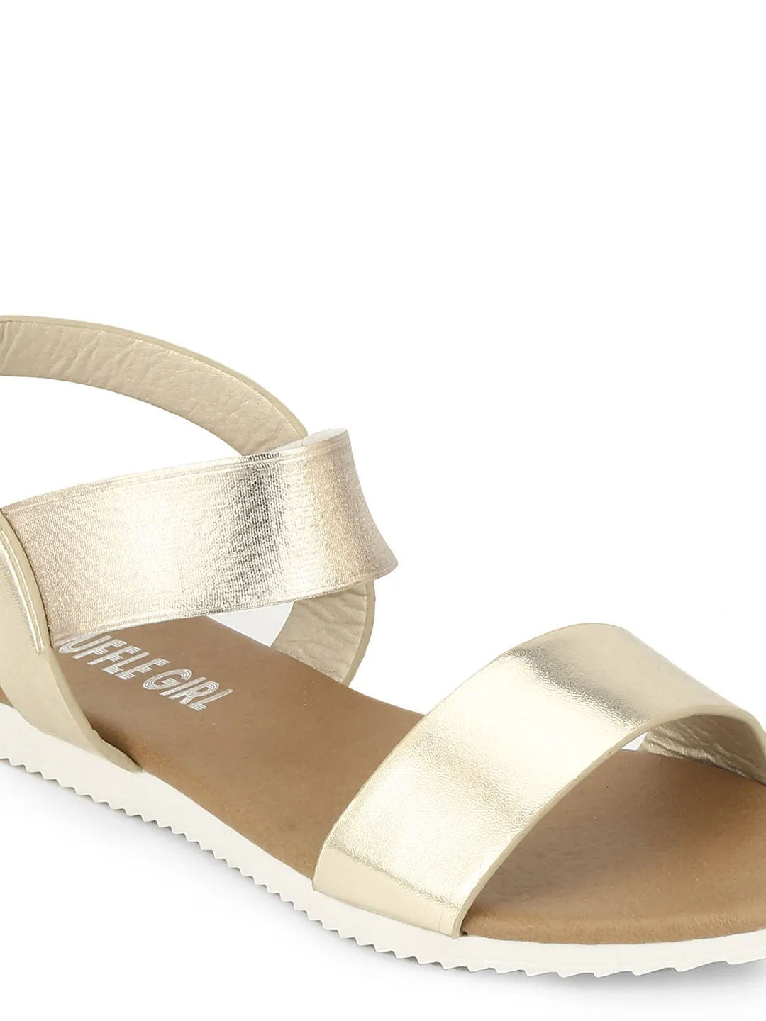 Goldene Riemchen-Sandalen mit Klettverschluss