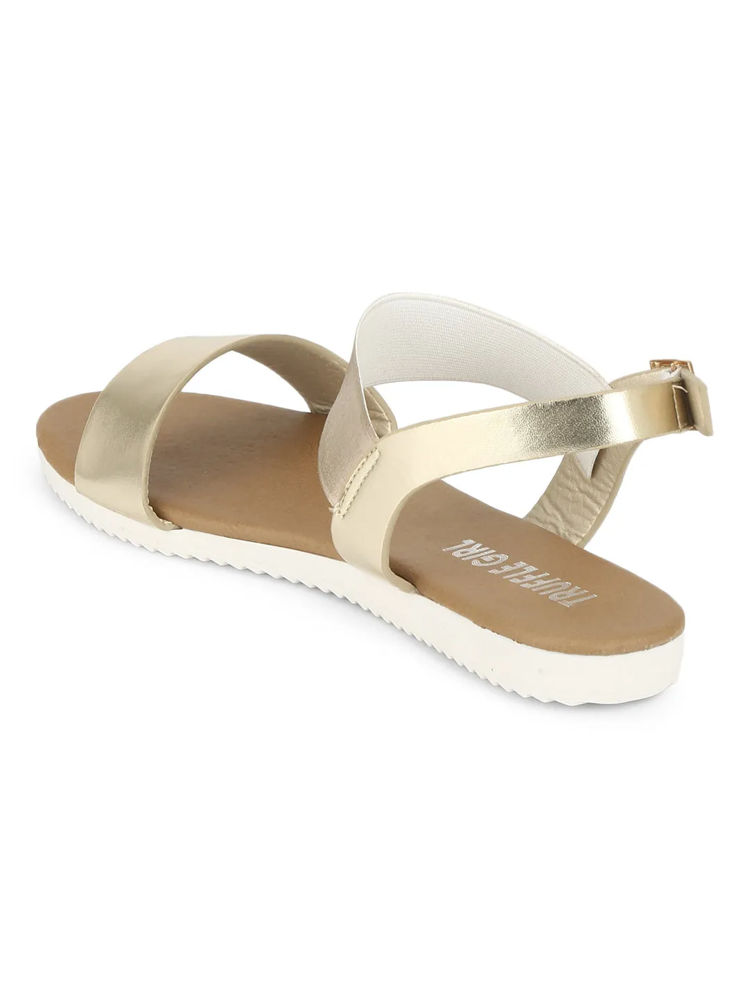 Goldene Riemchen-Sandalen mit Klettverschluss