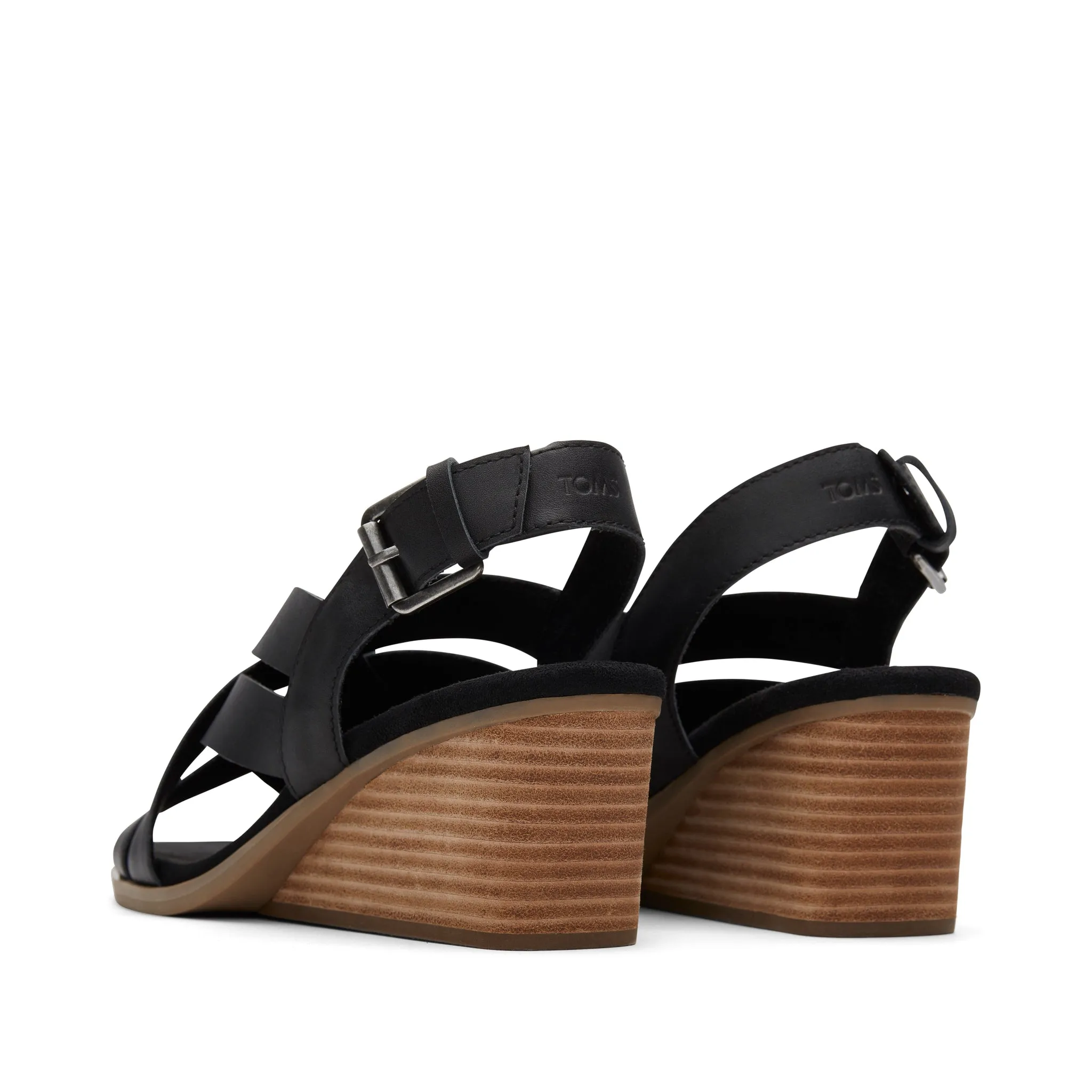 Gracie Keilabsatz-Sandalette aus schwarzem Leder