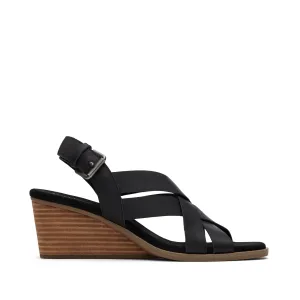 Gracie Keilabsatz-Sandalette aus schwarzem Leder