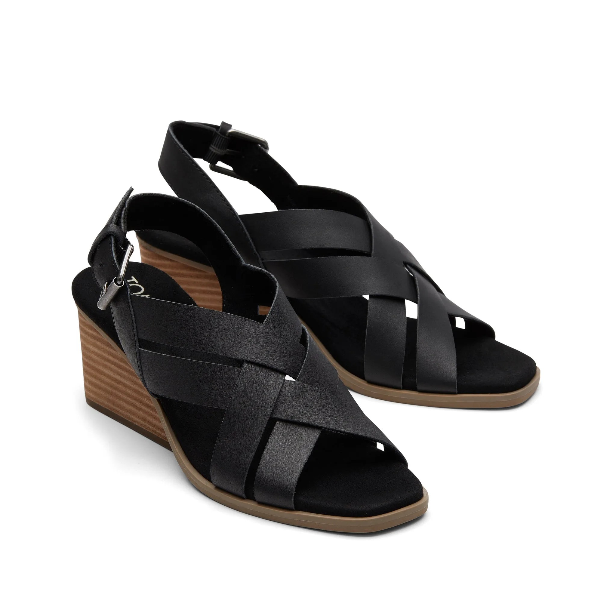 Gracie Keilabsatz-Sandalette aus schwarzem Leder