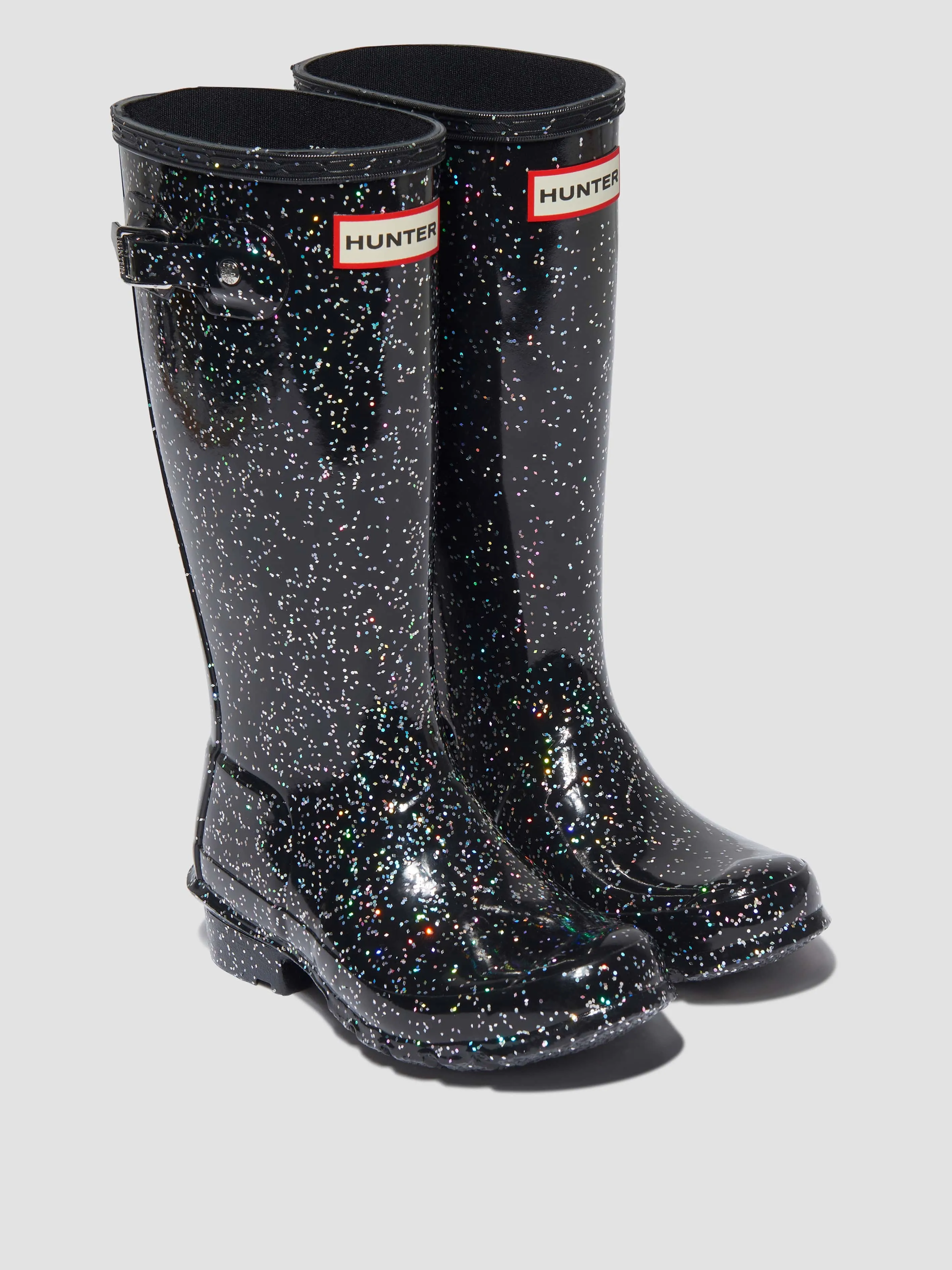 Hunter Kids Original Riesige Glitzer Gummistiefel in Schwarz