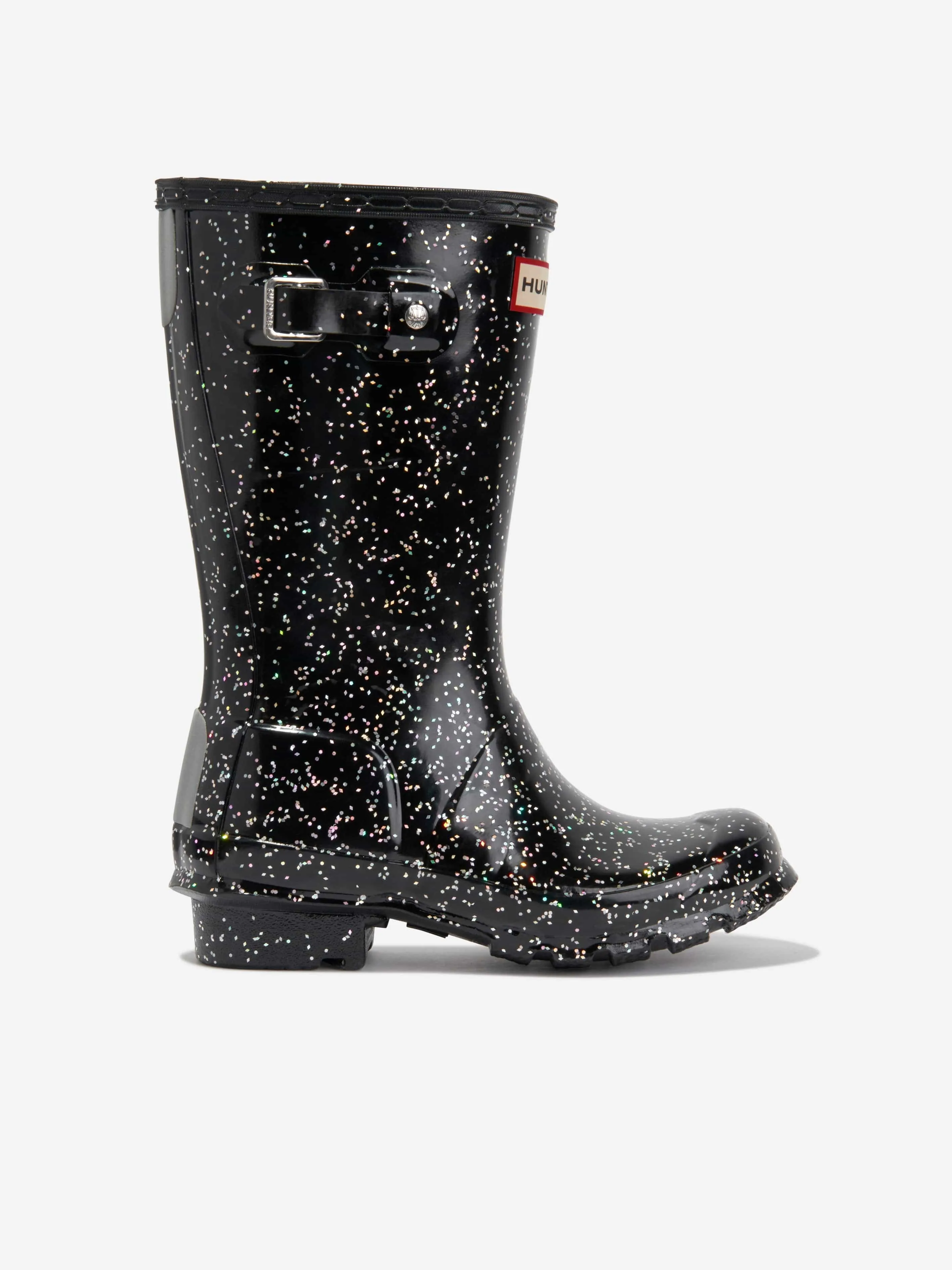 Hunter Kids Original Riesige Glitzer Gummistiefel in Schwarz