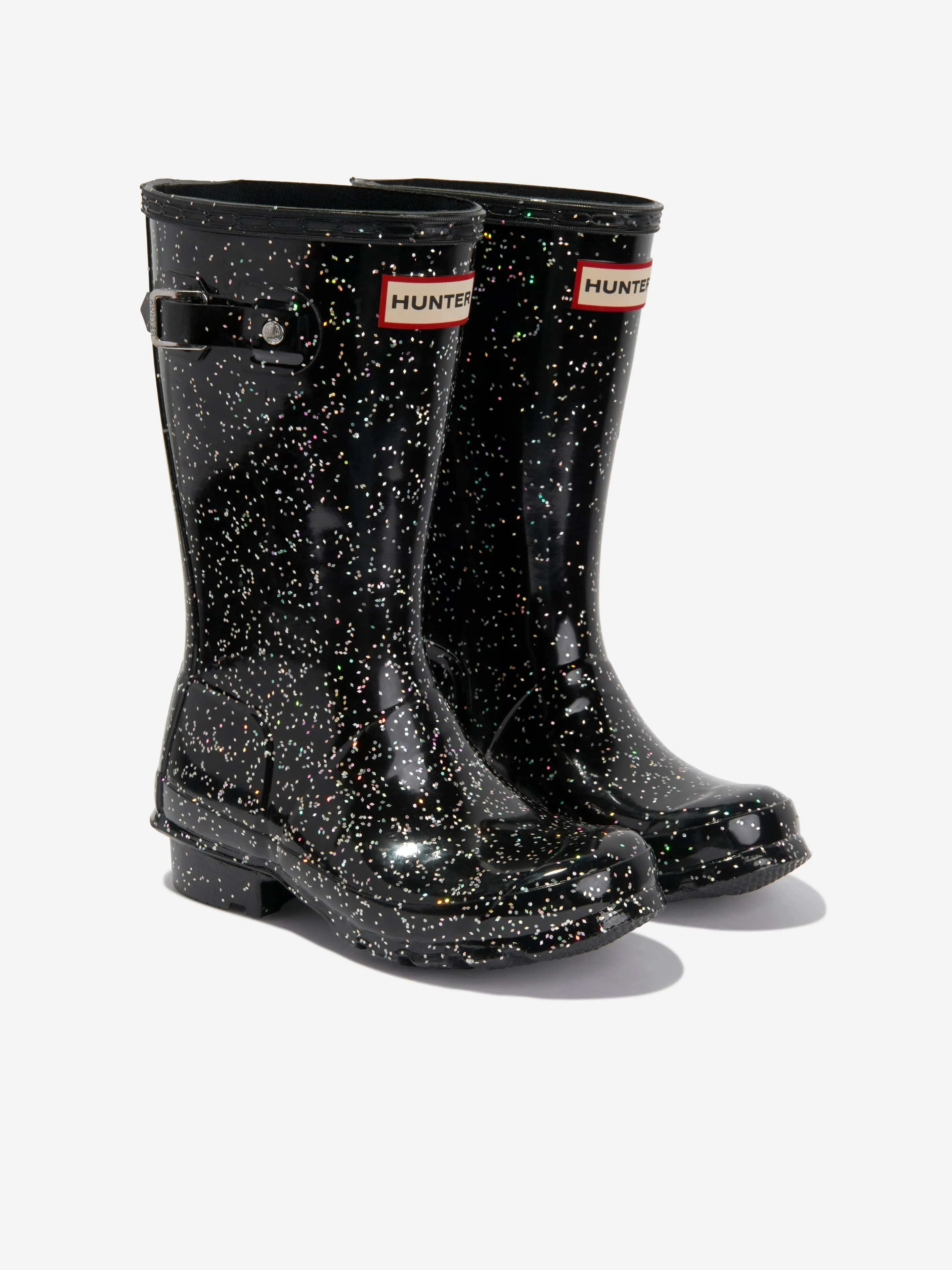 Hunter Kids Original Riesige Glitzer Gummistiefel in Schwarz