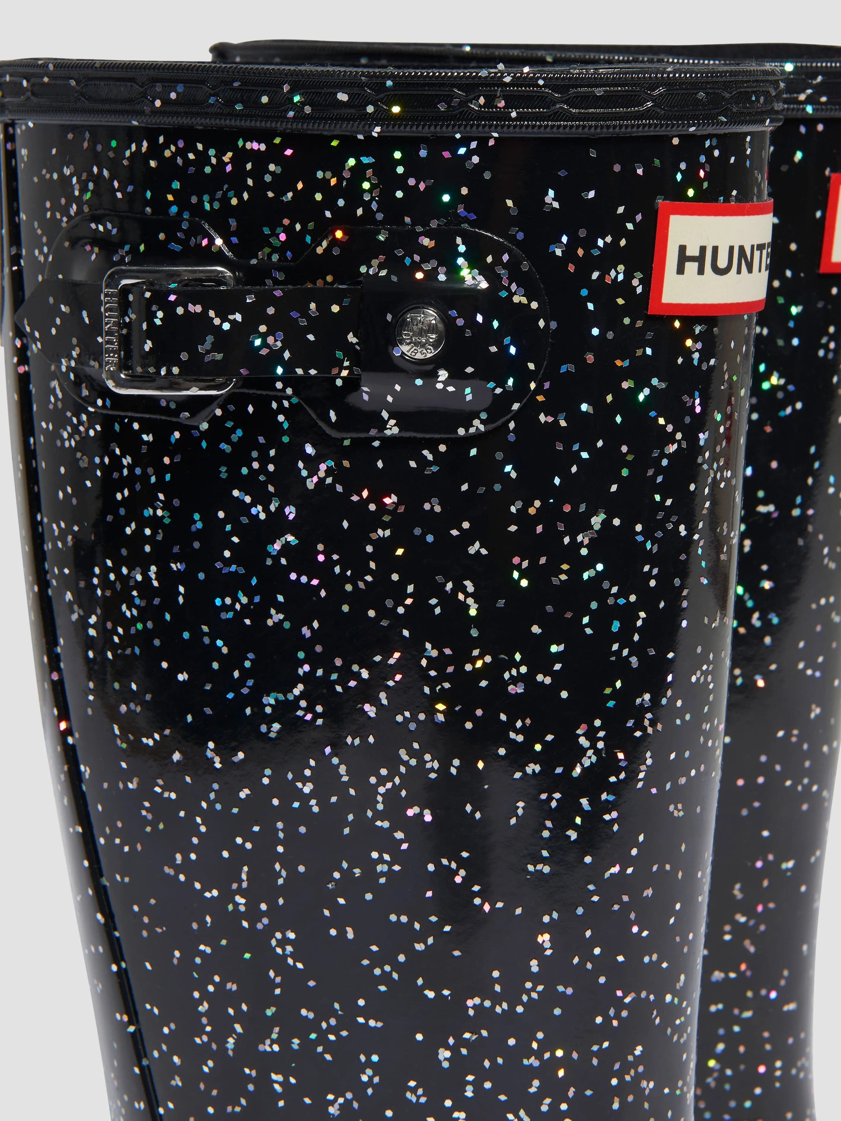 Hunter Kids Original Riesige Glitzer Gummistiefel in Schwarz