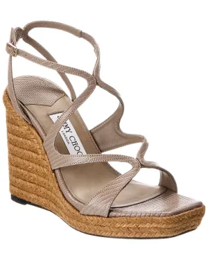 Jimmy Choo Ayla 110 Keilabsatz-Sandalen mit Echsenprägung