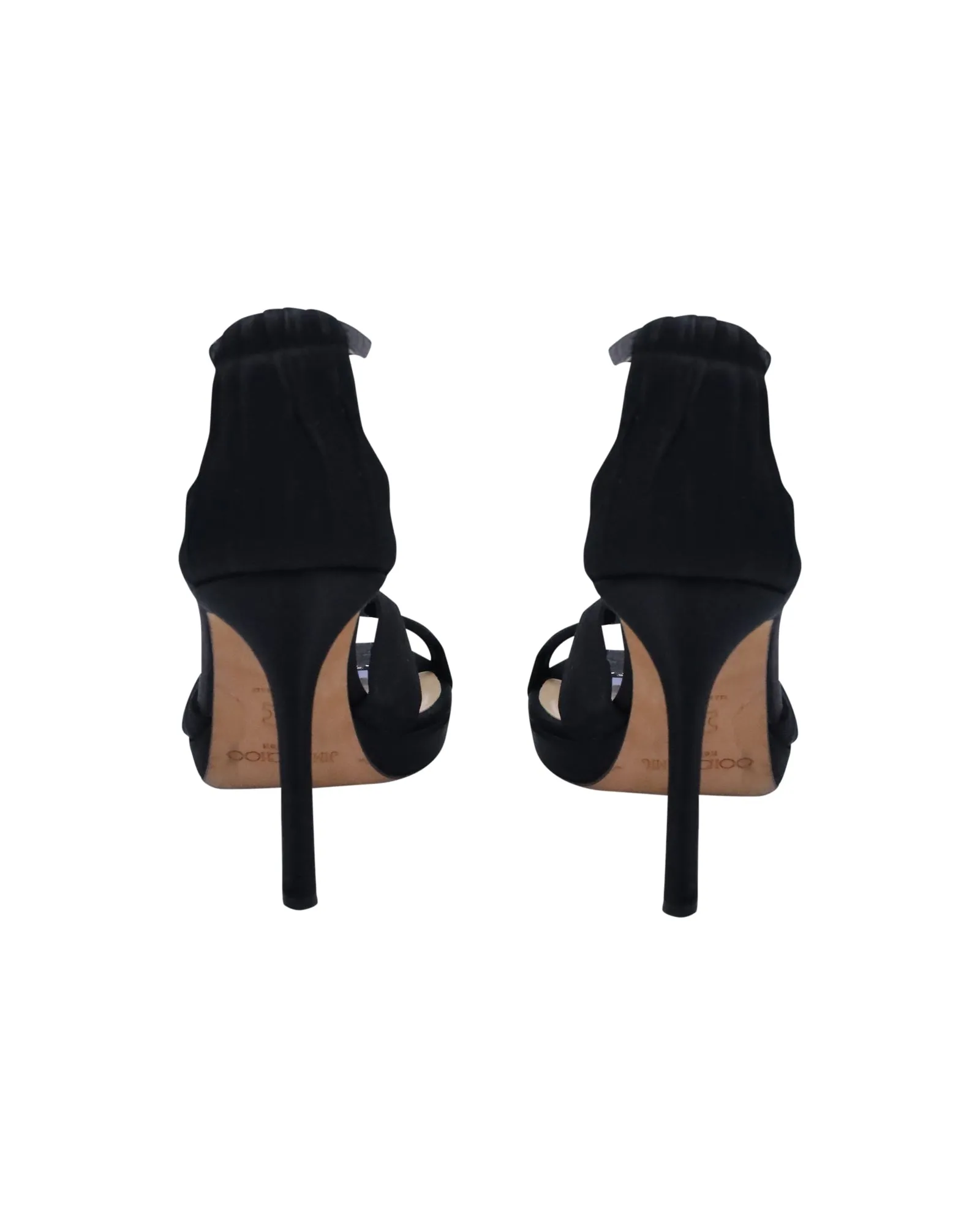 Jimmy Choo Kreuzriemchen-Sandalen in schwarzem Satin