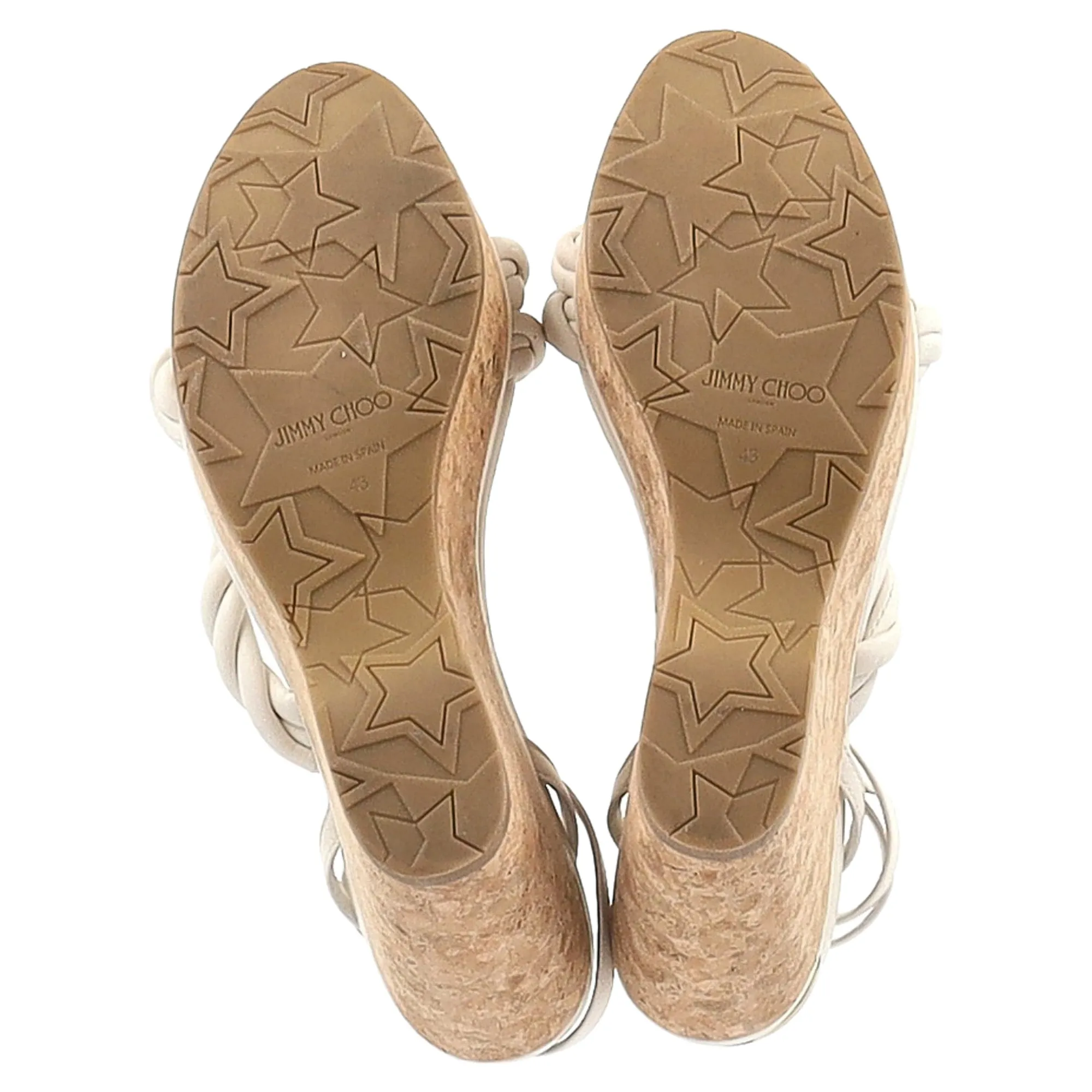 Jimmy Choo Diosa Keilabsatz-Sandalen mit Seilriemen in Weißem Leder_Jimmy-Choo