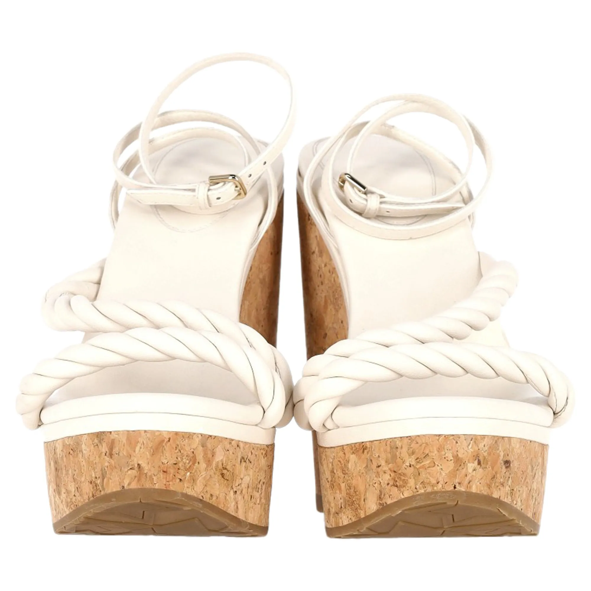 Jimmy Choo Diosa Keilabsatz-Sandalen mit Seilriemen in Weißem Leder_Jimmy-Choo