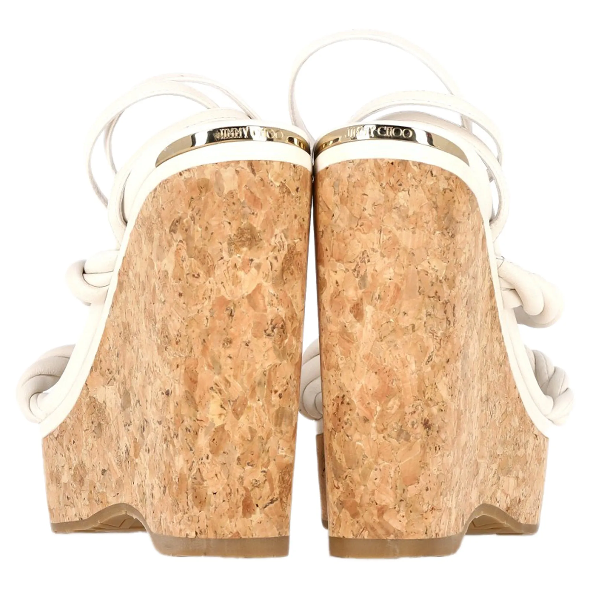 Jimmy Choo Diosa Keilabsatz-Sandalen mit Seilriemen in Weißem Leder_Jimmy-Choo