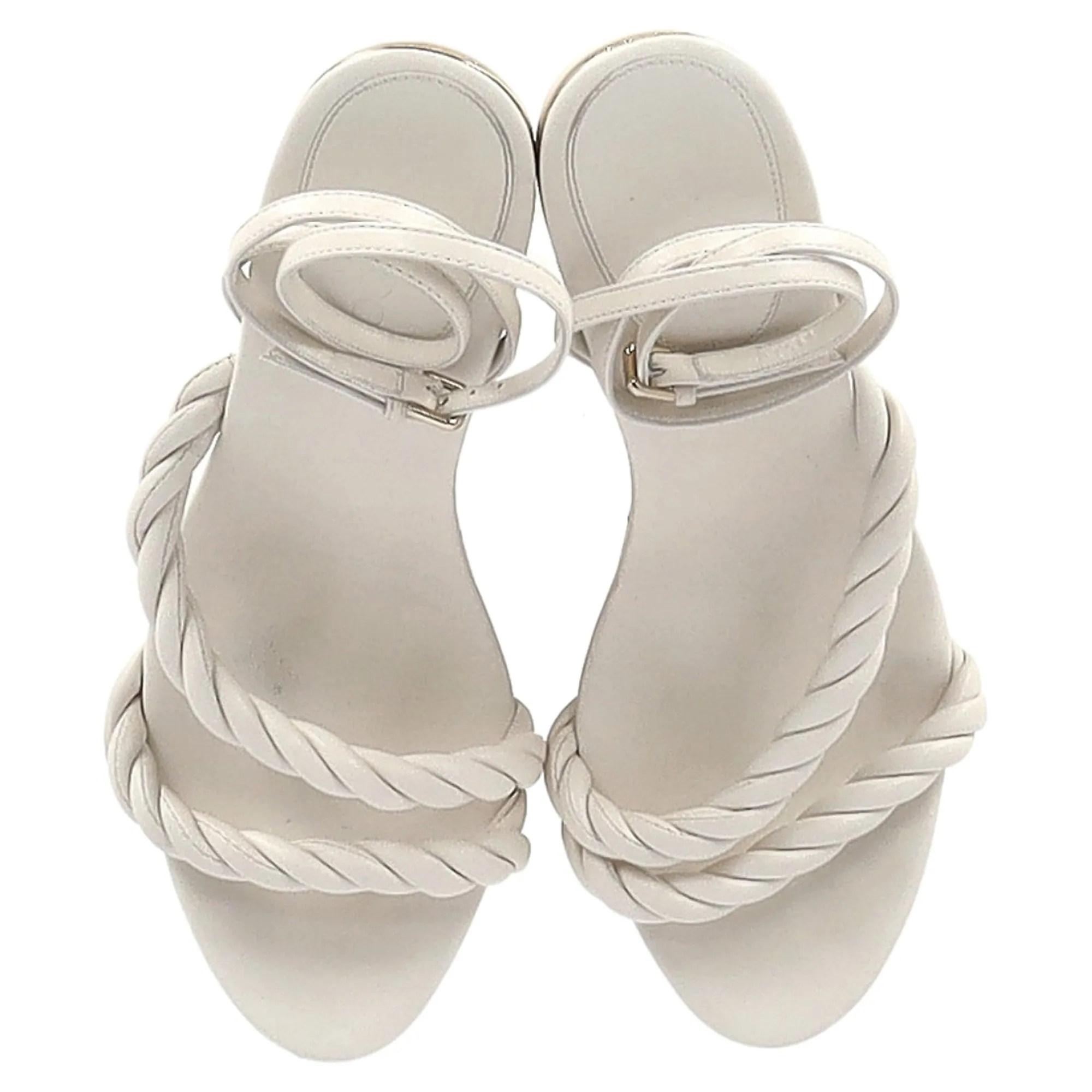 Jimmy Choo Diosa Keilabsatz-Sandalen mit Seilriemen in Weißem Leder_Jimmy-Choo