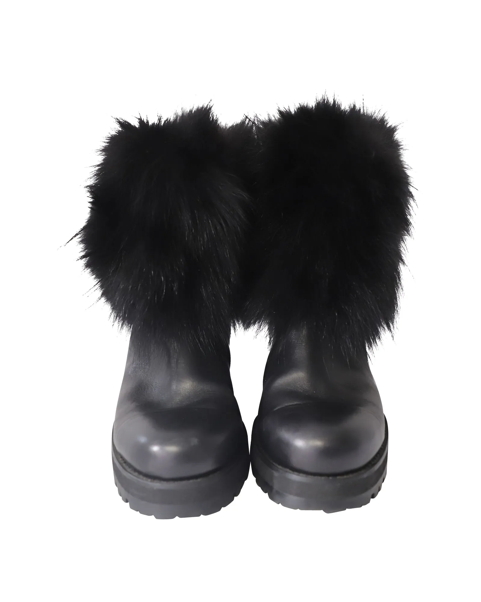 Jimmy Choo Pelzbesetzte Knöchelstiefel in schwarzem Leder Schuhe_Jimmy-Choo