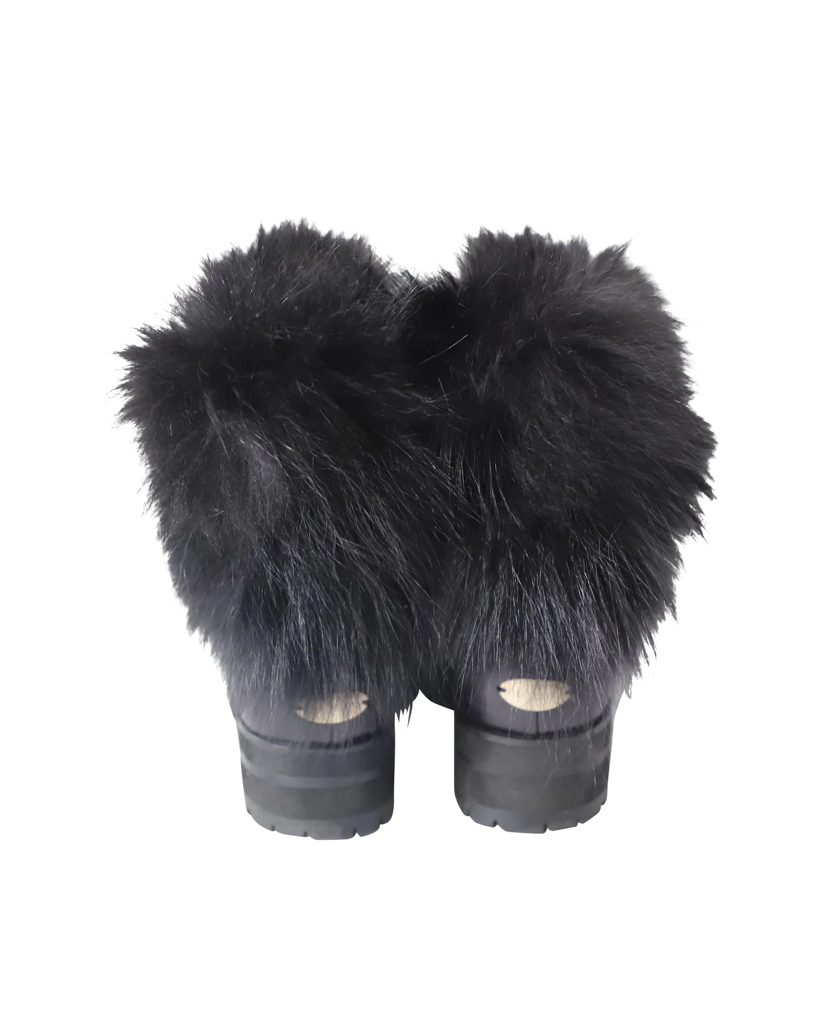 Jimmy Choo Pelzbesetzte Knöchelstiefel in schwarzem Leder Schuhe_Jimmy-Choo
