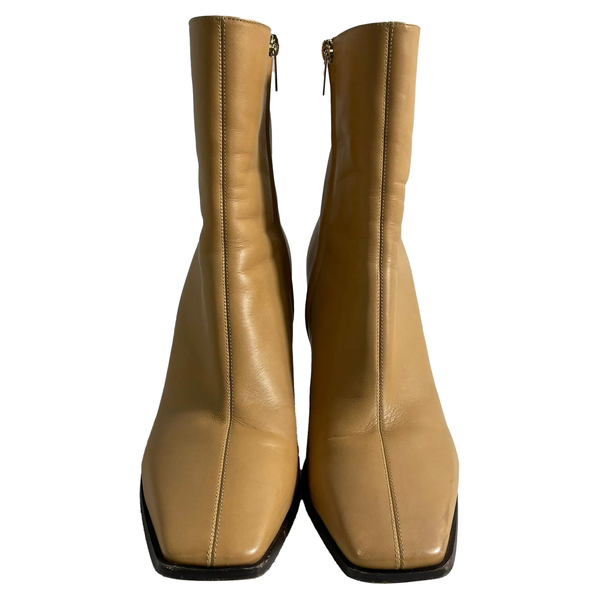 Jimmy Choo Logo Reißverschluss-Stiefeletten in Braunem Kalbsleder Schuhe_Jimmy-Choo