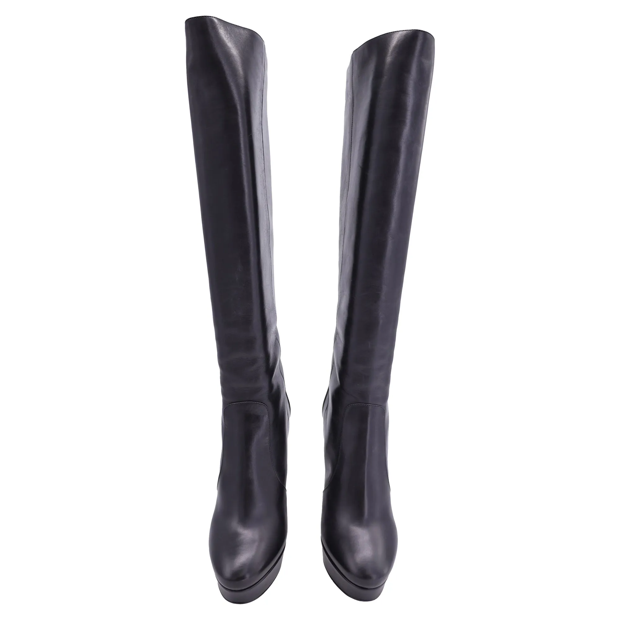 Jimmy Choo Plateaustiefel in schwarzem Leder Schuhe_Jimmy-Choo