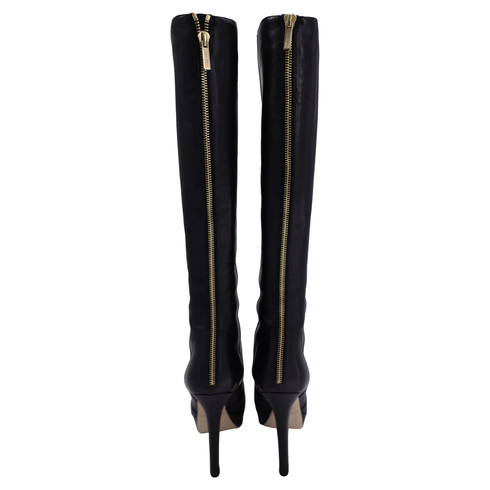 Jimmy Choo Plateaustiefel in schwarzem Leder Schuhe_Jimmy-Choo