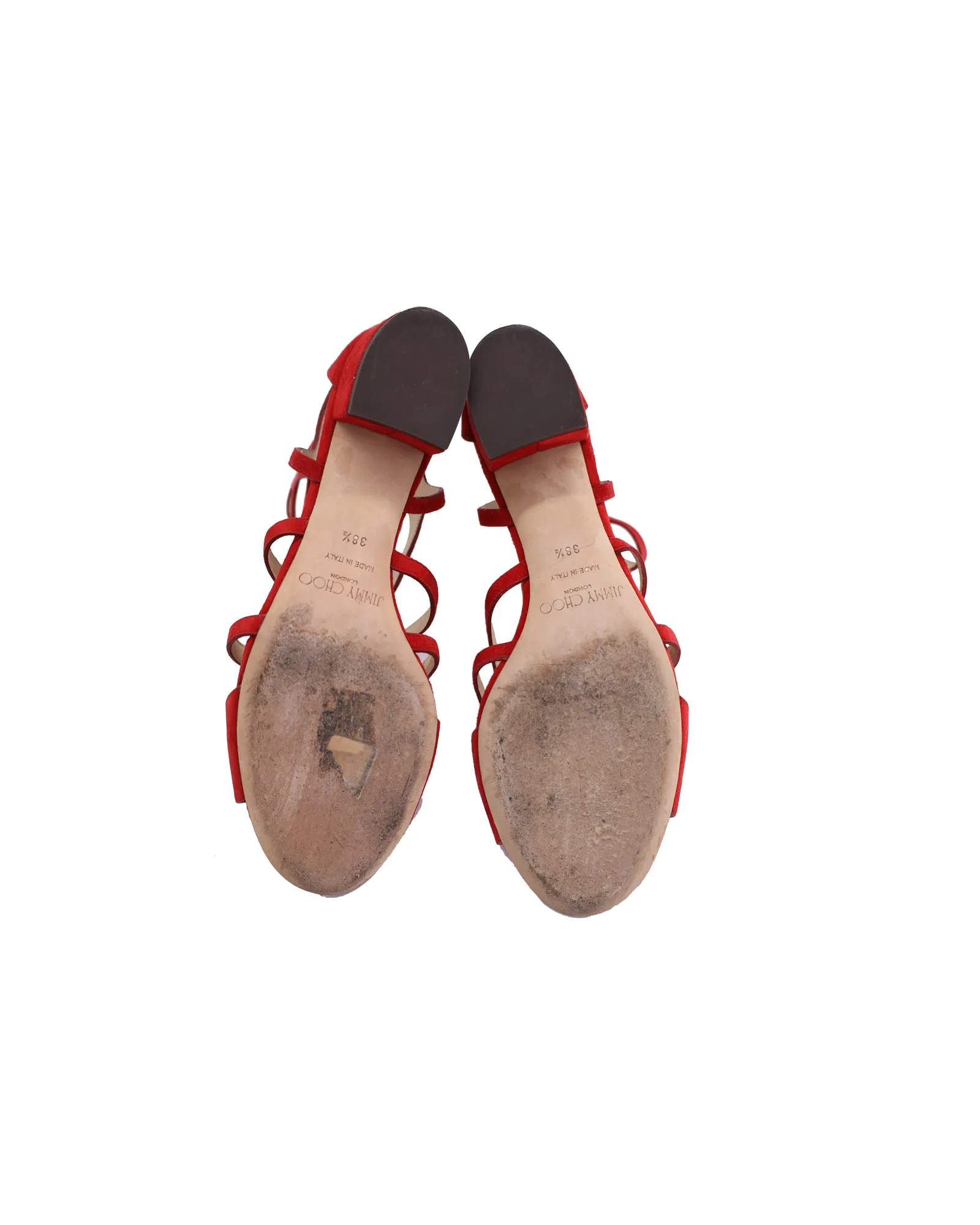 Jimmy Choo Ren 35 Sandalen mit Ausschnitt in Rotem Wildleder_Jimmy-Choo