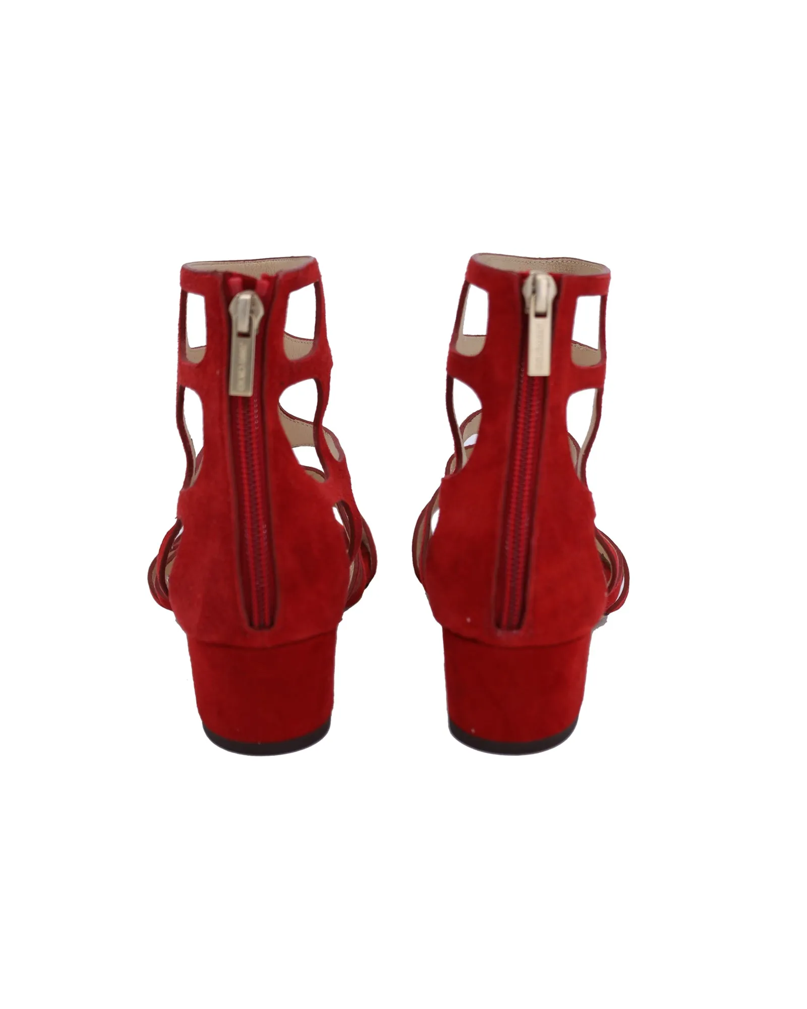 Jimmy Choo Ren 35 Sandalen mit Ausschnitt in Rotem Wildleder_Jimmy-Choo