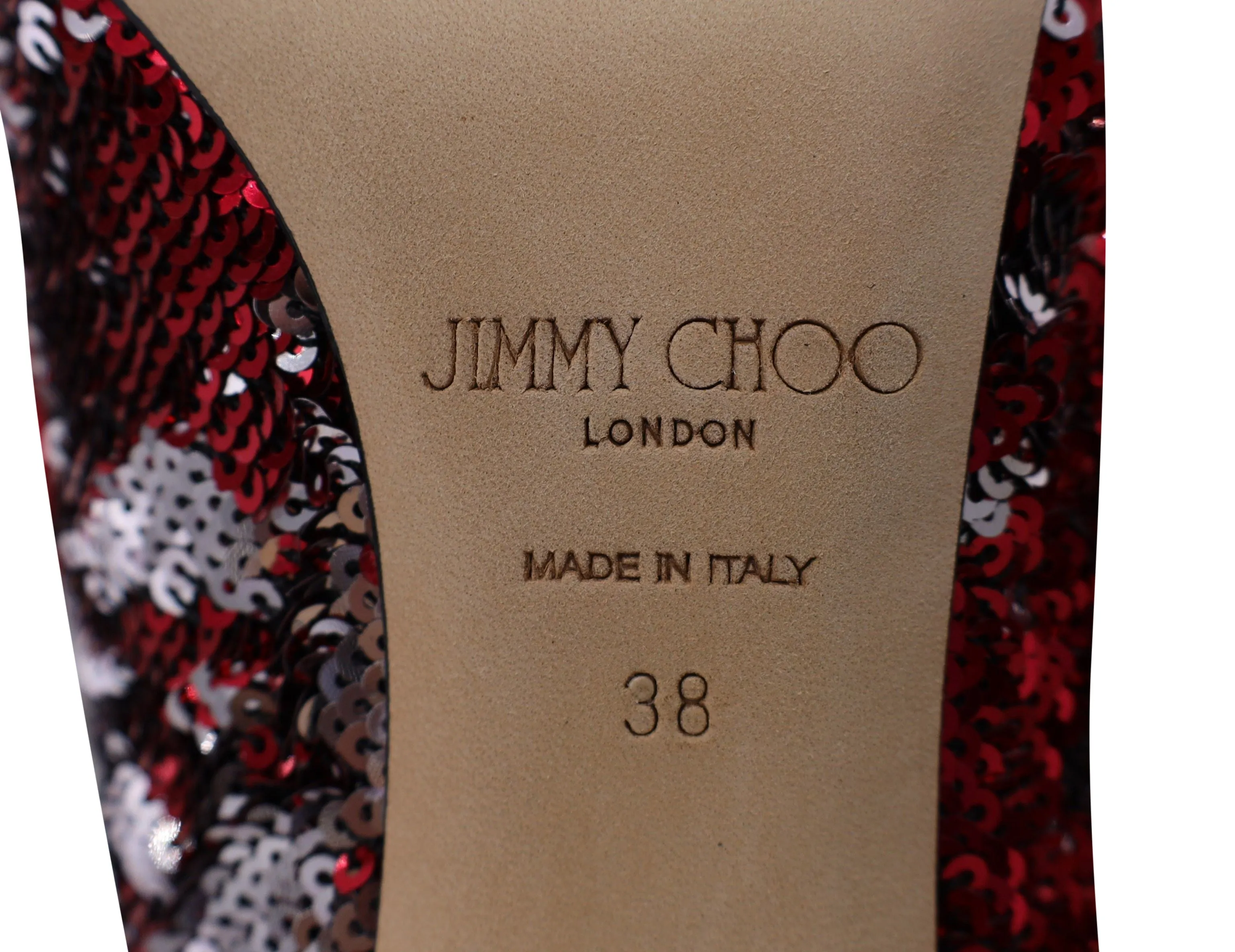 Jimmy Choo Ricky 85 Pailletten-Stiefeletten in Rotem Leder
