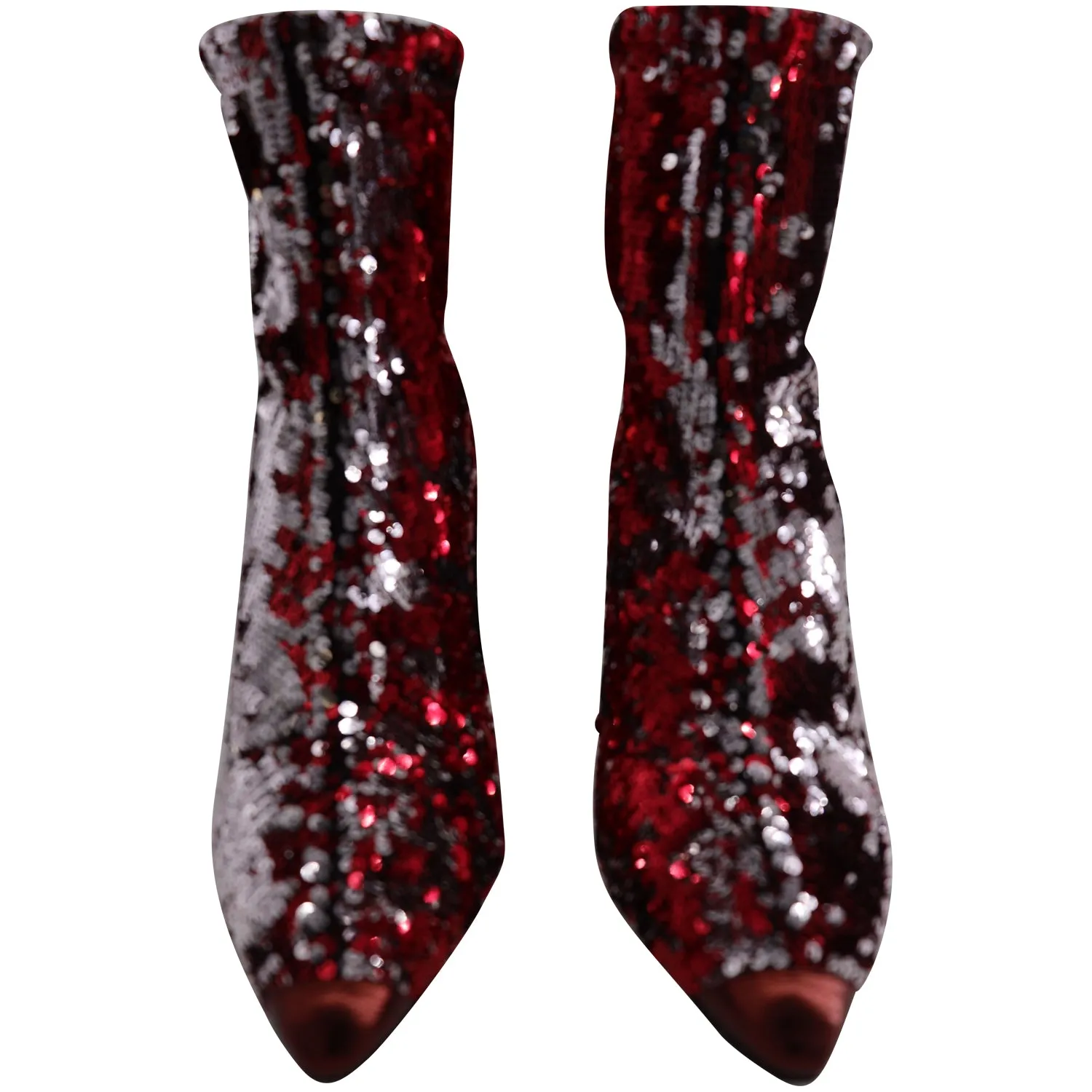 Jimmy Choo Ricky 85 Pailletten-Stiefeletten in Rotem Leder