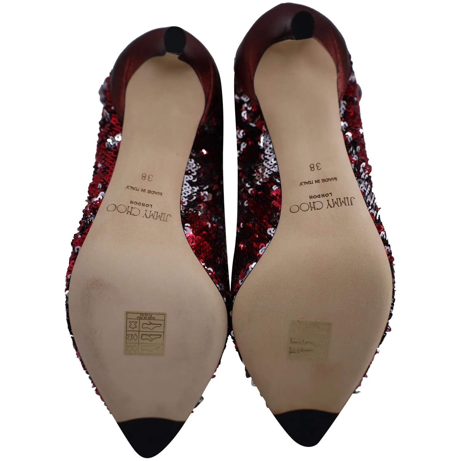 Jimmy Choo Ricky 85 Pailletten-Stiefeletten in Rotem Leder