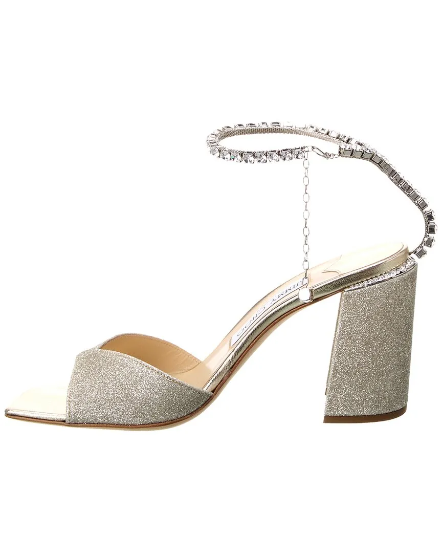 Jimmy Choo Saeda Block Absatz 85 Glitzer Sandalen