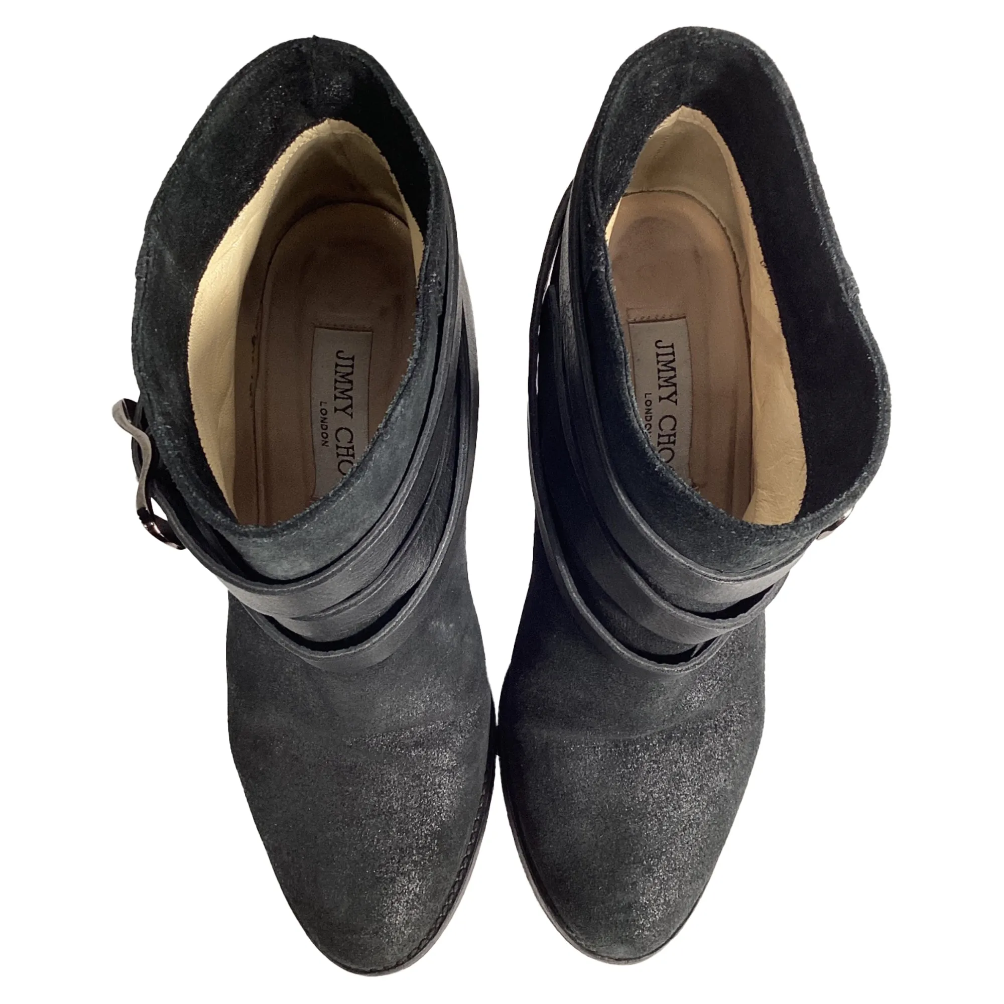 Jimmy Choo Riemchen-Stiefeletten in Schwarz Wildleder Schuhe_Jimmy-Choo