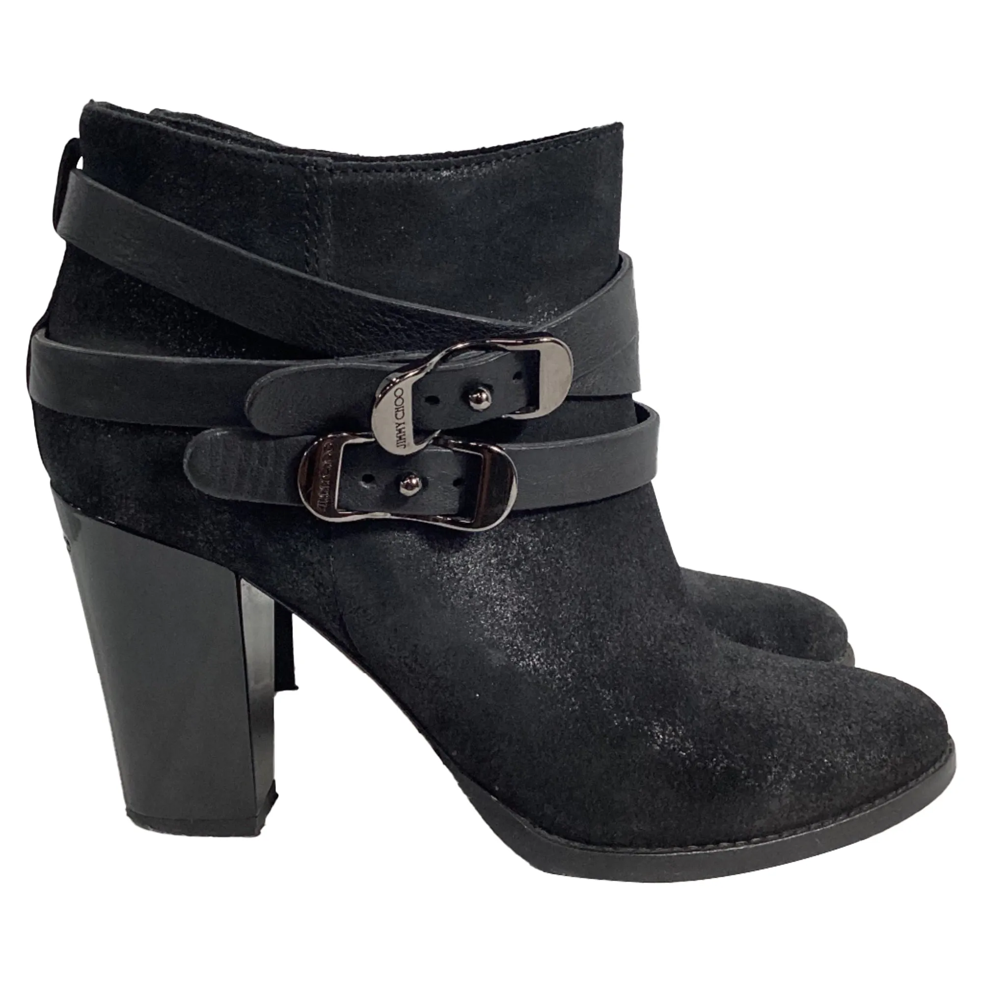 Jimmy Choo Riemchen-Stiefeletten in Schwarz Wildleder Schuhe_Jimmy-Choo