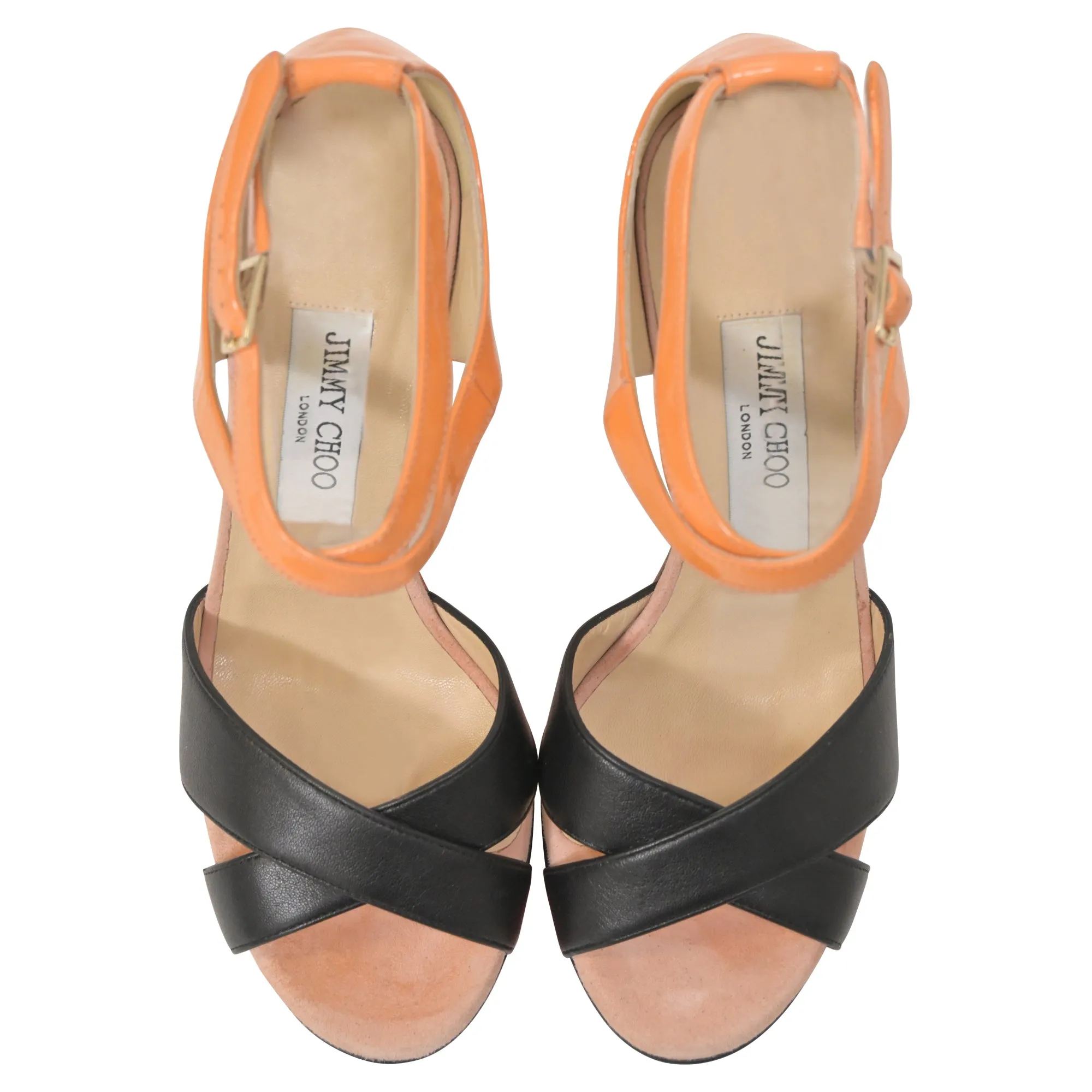 Jimmy Choo Tiber Tricolor High-Heeled Sandals in Orange Lackleder Schuhe_Jimmy-Choo